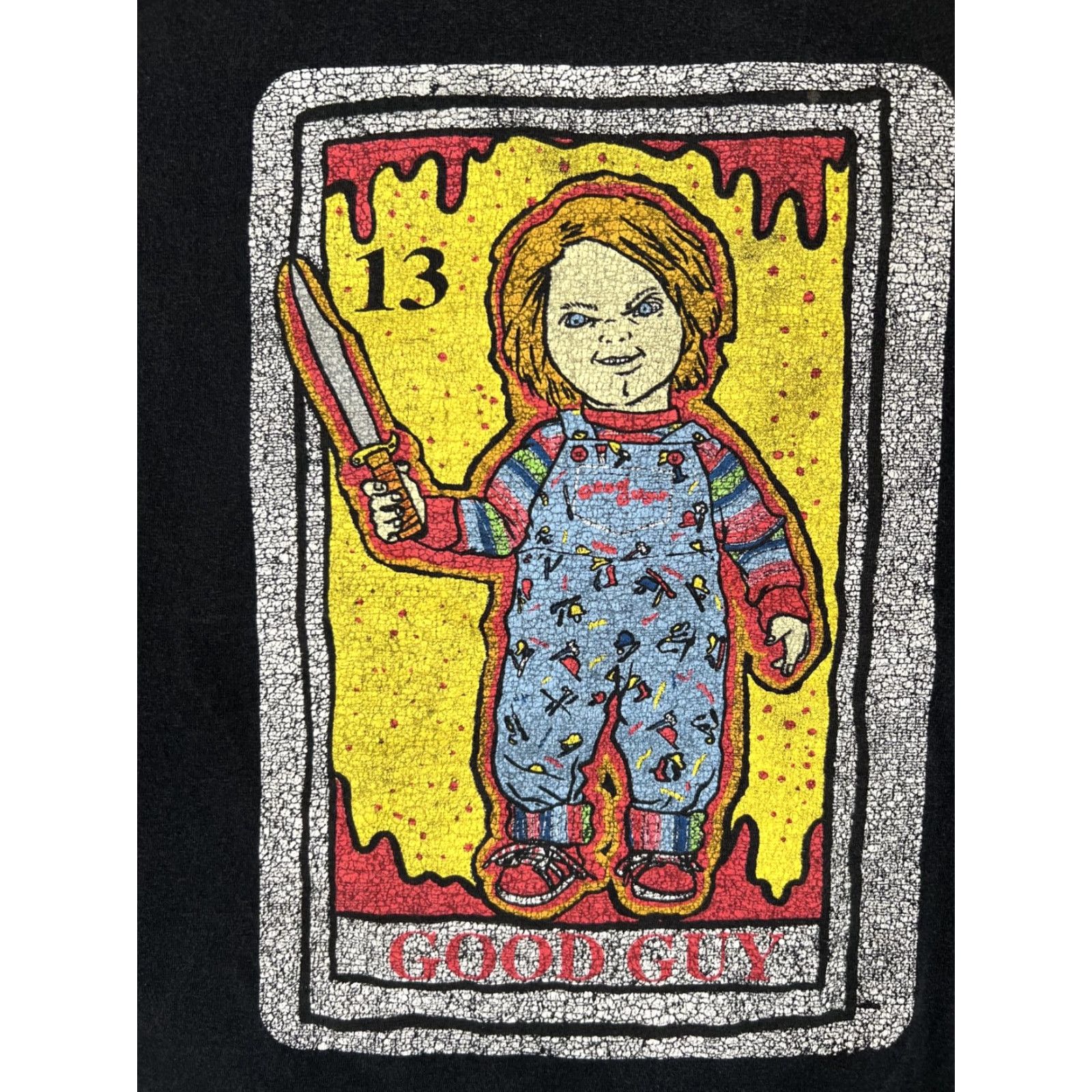 Etro Chucky T-Shirt Men’s L Black Child’s Play Good Guy Doll Horror Movie Retro Shirt Short Sleeve Crew Neck Graphic Print Mens L Black Retro Horror Movie Size US L / EU 52-54 / 3 - 2 Thumbnail