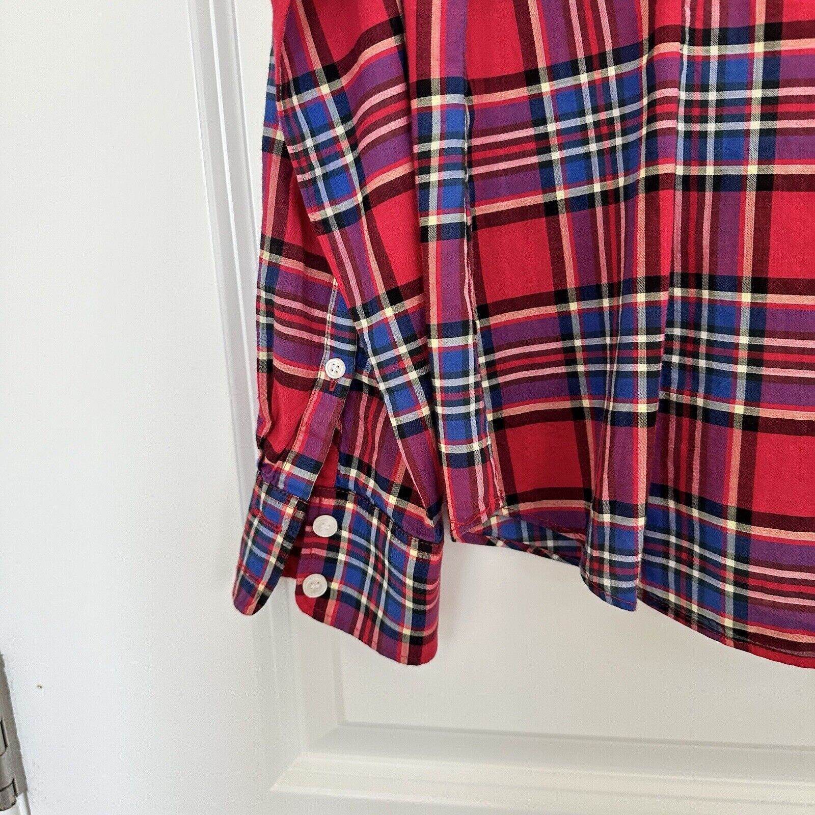 J.Crew J.Crew Women Red White Blue Plaid Shirt Cotton Size M Size M / US 6-8 / IT 42-44 - 4 Thumbnail