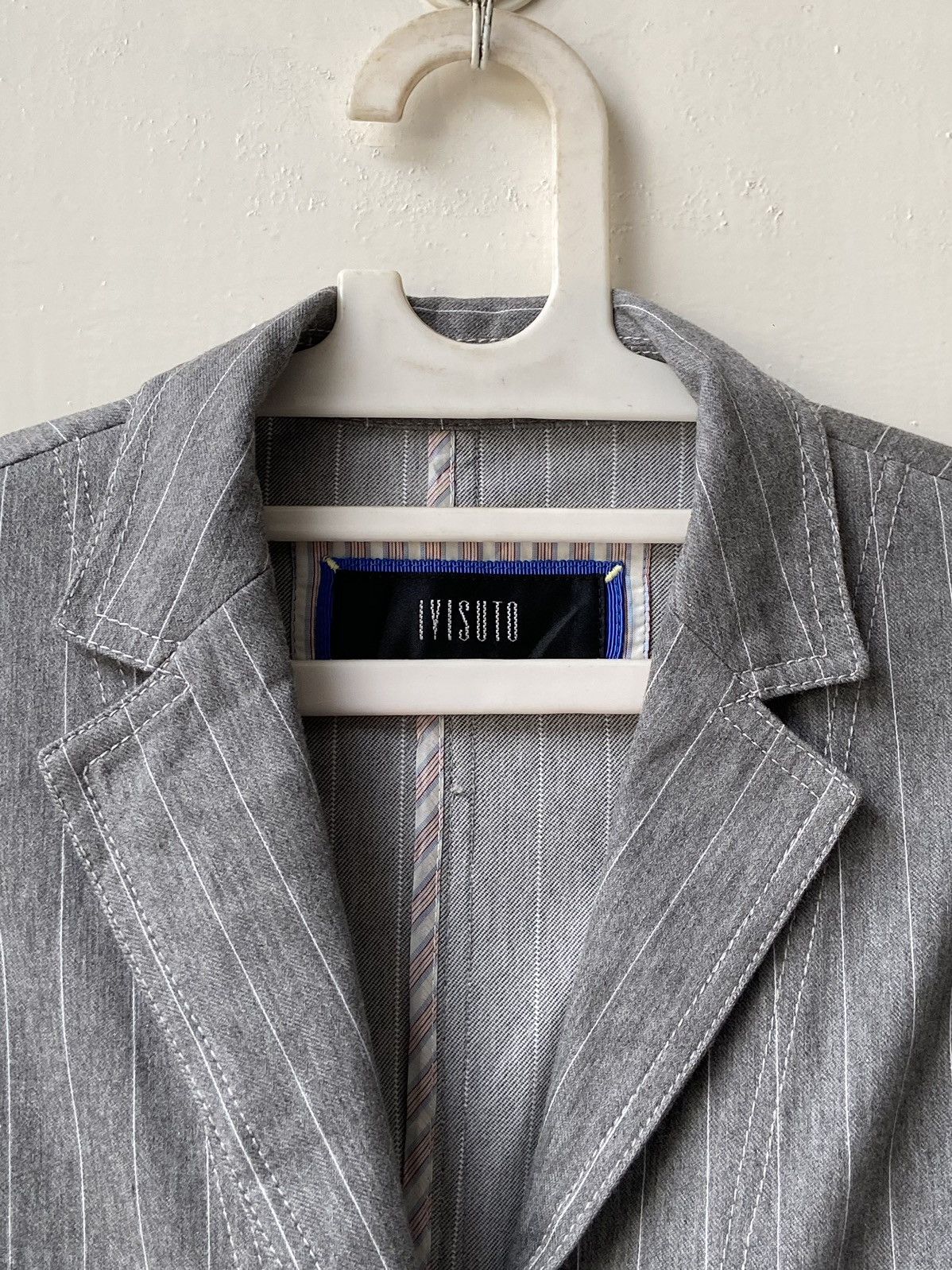 Designer × Japanese Brand IVISUTO Grey Striped Blazer Size 46L - 5 Thumbnail