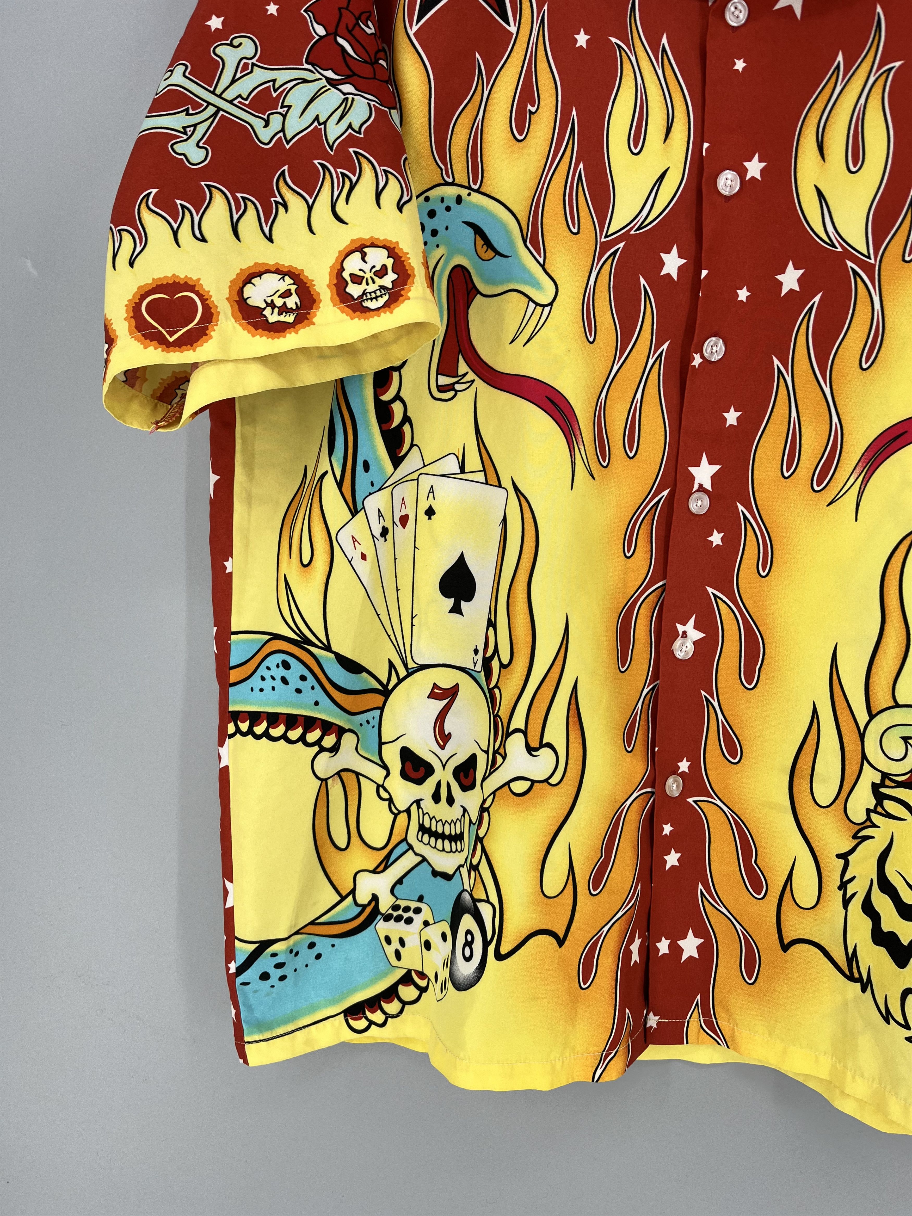 Vintage Vintage Fishbone Tattoo Print Hawaiian Shirt / Aloha Shirt Size US XL / EU 56 / 4 - 4 Thumbnail