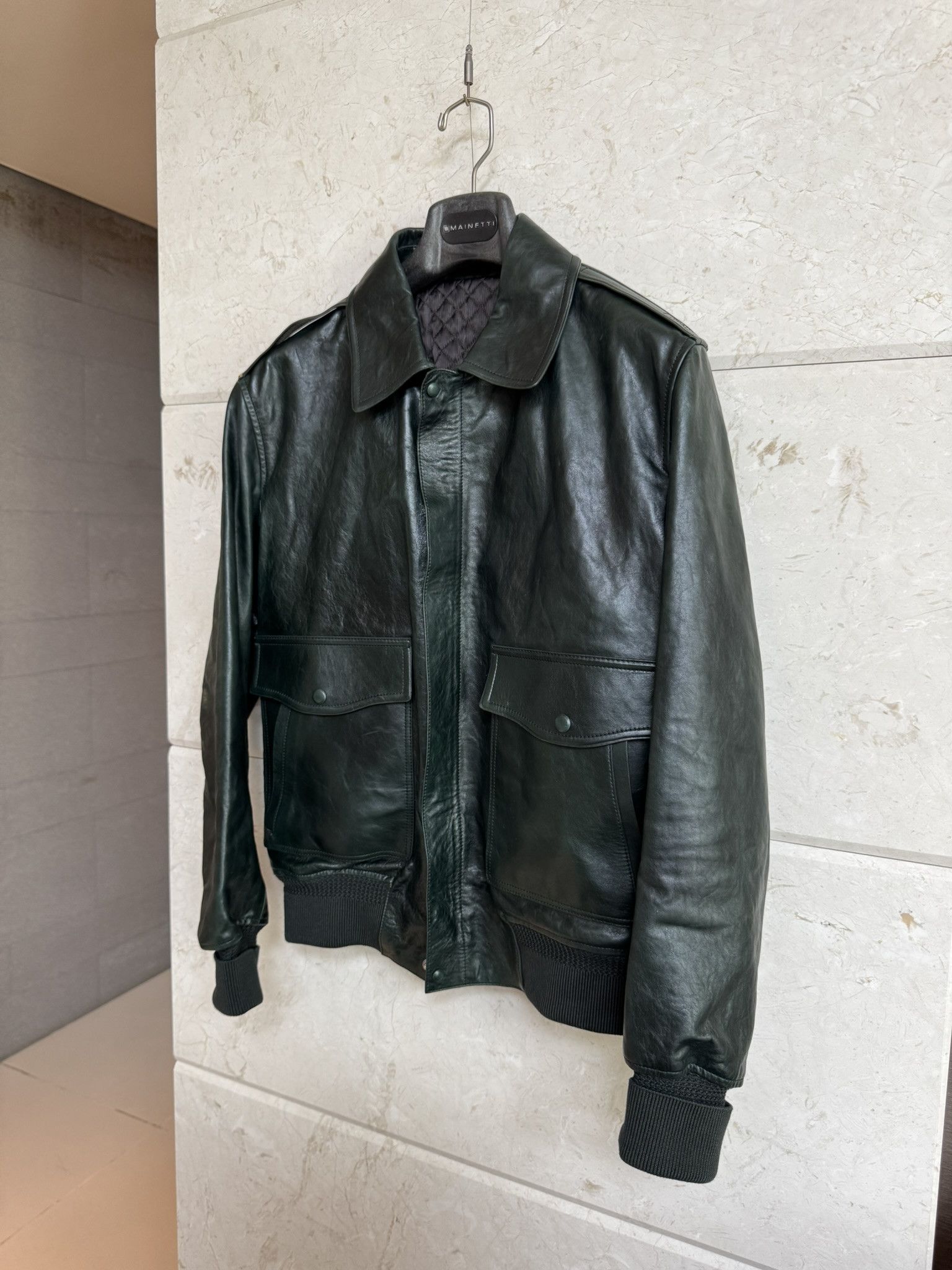 Berluti Berluti Patina Leather Flight Jacket - Deep Green - EU 50 Size US M / EU 48-50 / 2 - 2 Thumbnail