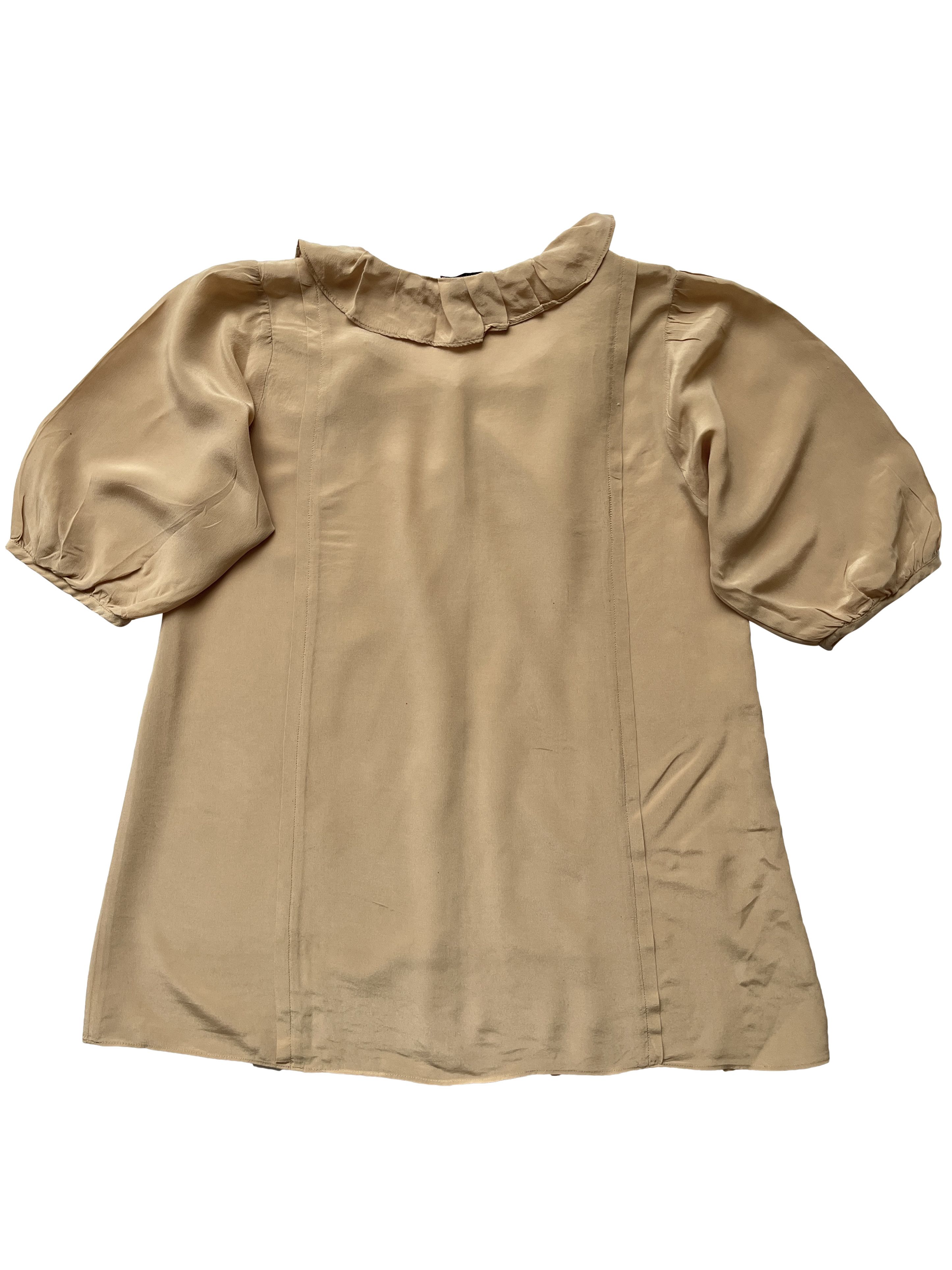 Miu Miu ⚡️QUICK SALE⚡️Miu Miu Beige Short Sleeve Button Up Blouse Size M / US 6-8 / IT 42-44 - 2 Thumbnail