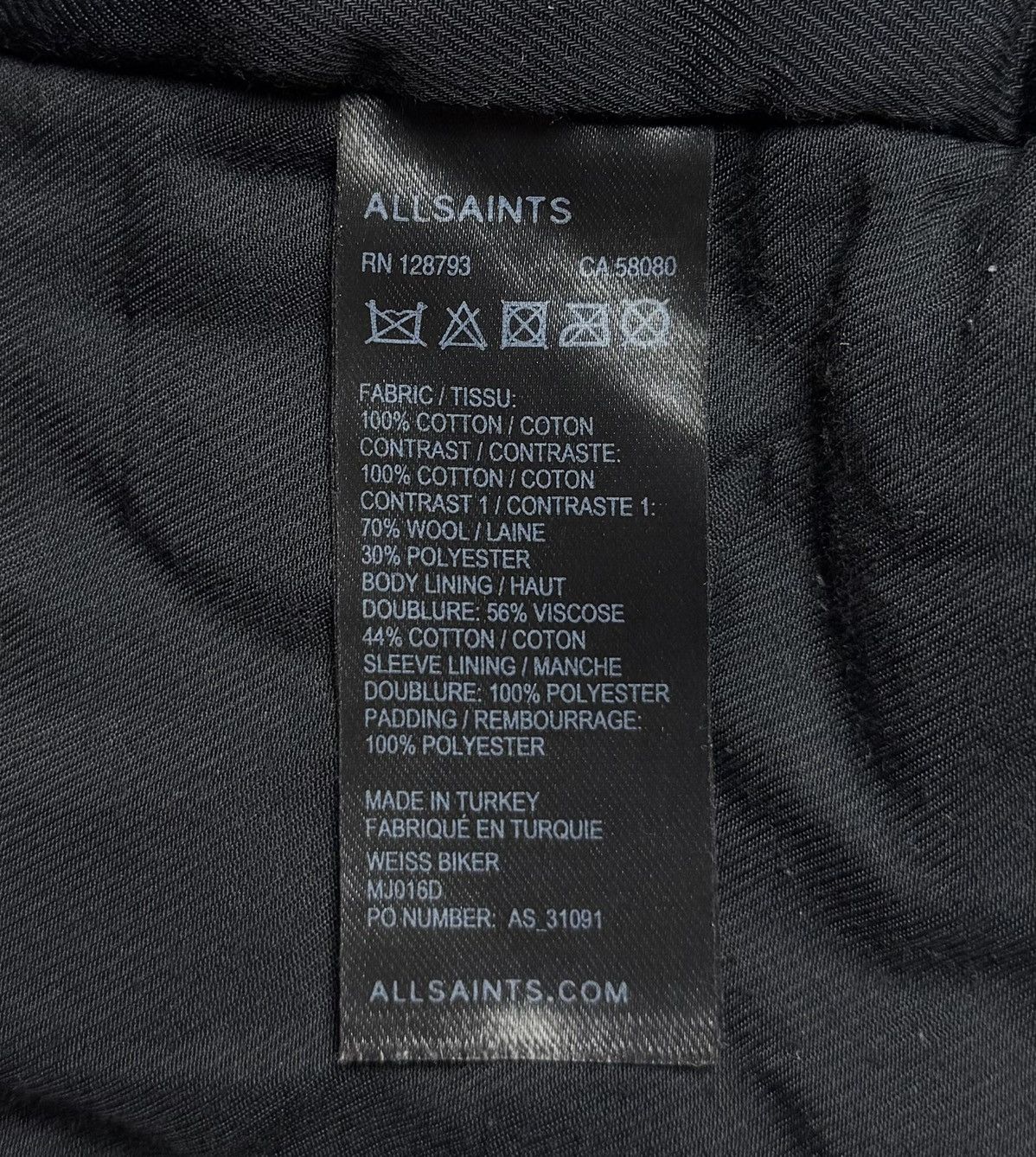 Allsaints Allsaints Women’s Biker Wax Cotton Jacket Wool Sleeves Size S / US 4 / IT 40 - 15 Thumbnail