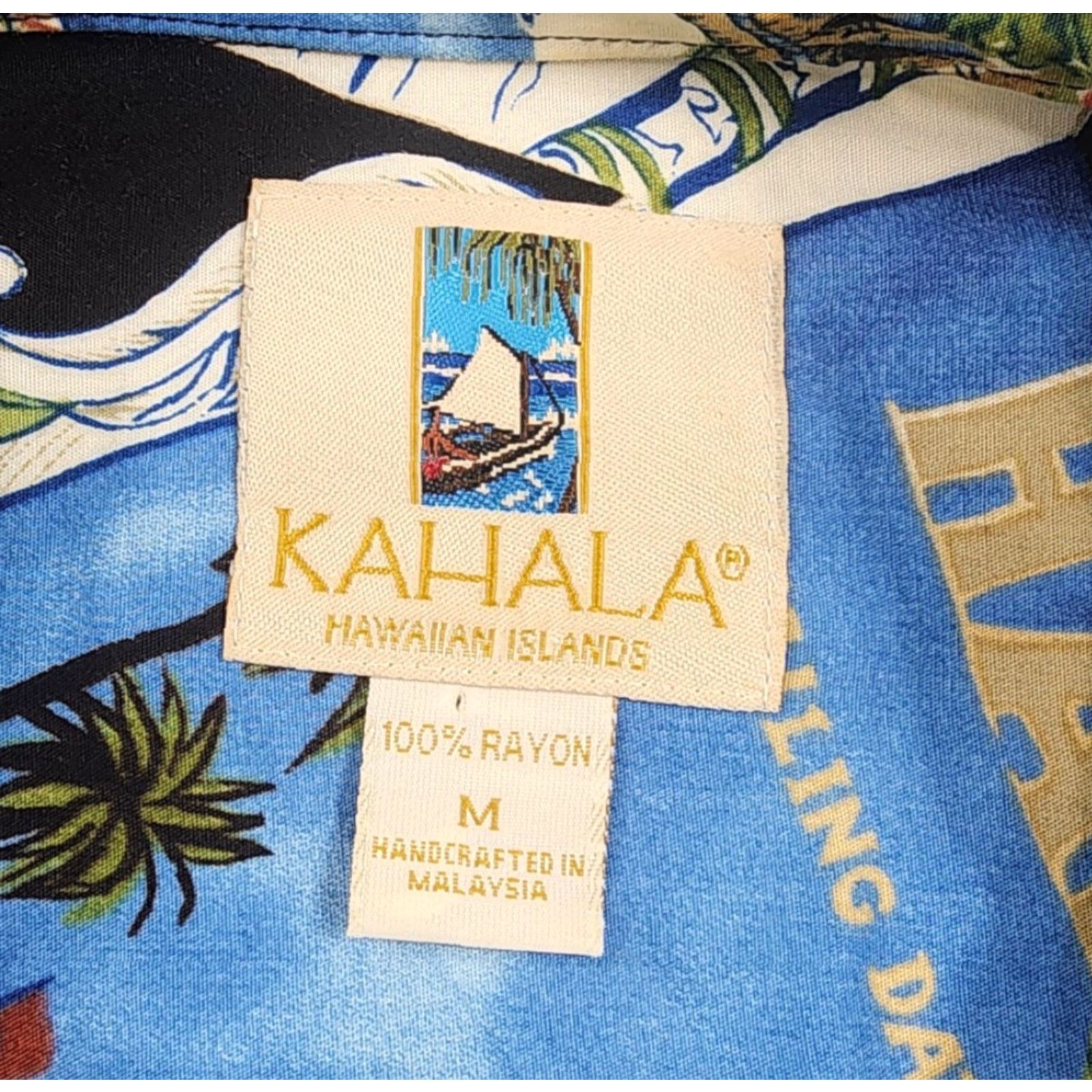 Vintage VINTAGE Kahala Shirt Mens Black Hawaiian Aloha Camp Collar Rayon Scenic Print Short Sleeve Button-Up Size US M / EU 48-50 / 2 - 5 Thumbnail