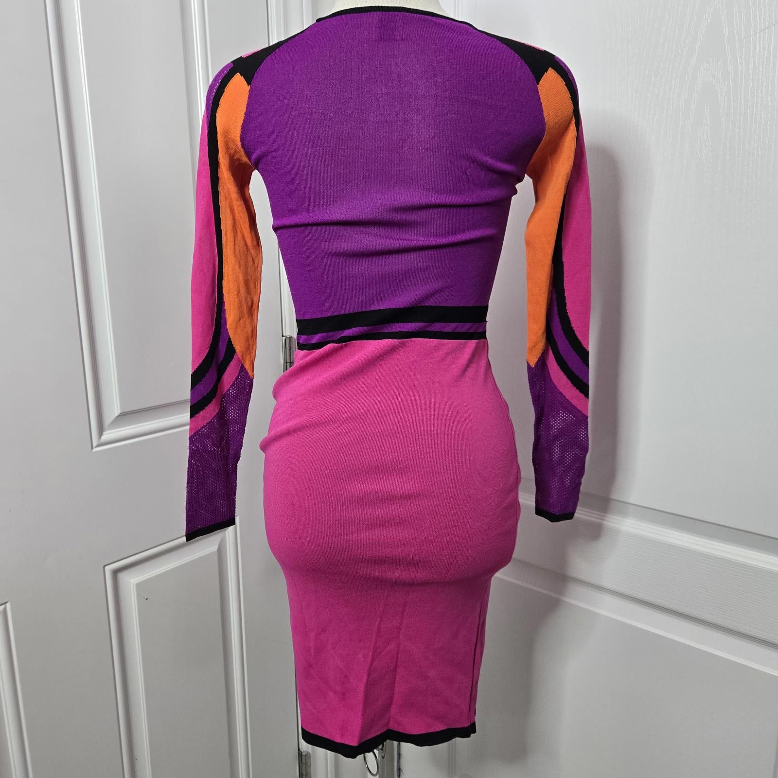 Pinko Pinko Dress Color Block Fitted Cut Out Bodycon Cocktail Size XS / US 0-2 / IT 36-38 - 3 Thumbnail