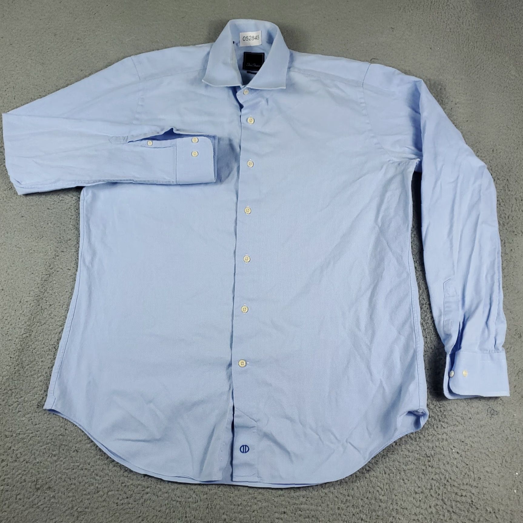 David Donahue David Donahue Dress Shirt Mens Size 17 Blue Button-Up Long Sleeve Solid Non-Iron Modern American Size 46R - 2 Thumbnail