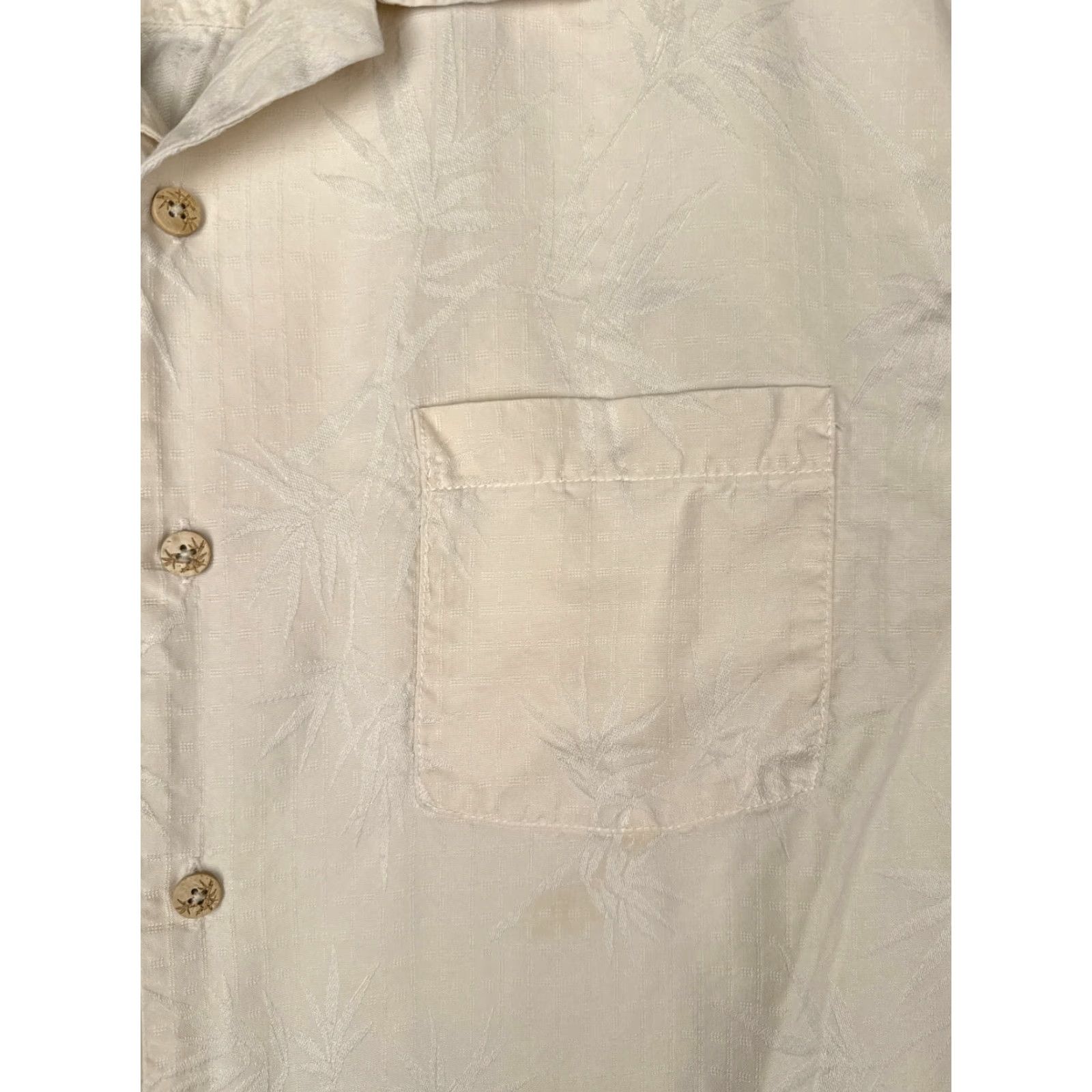 Tommy Bahama Tommy Bahama Shirt Men Medium Ivory Floral Silk Button Hawaiian Embroider Size US M / EU 48-50 / 2 - 6 Thumbnail