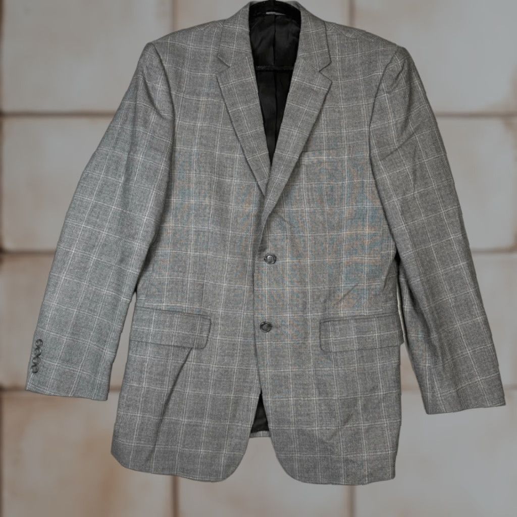 Jos. A. Bank Jos. A Banks Men's 41L Wool Tailored Fit Suit Jacket Coat Gray Jacket Men Wool Suit Jacket Gray 41L Mens Size 42R - 1 Thumbnail