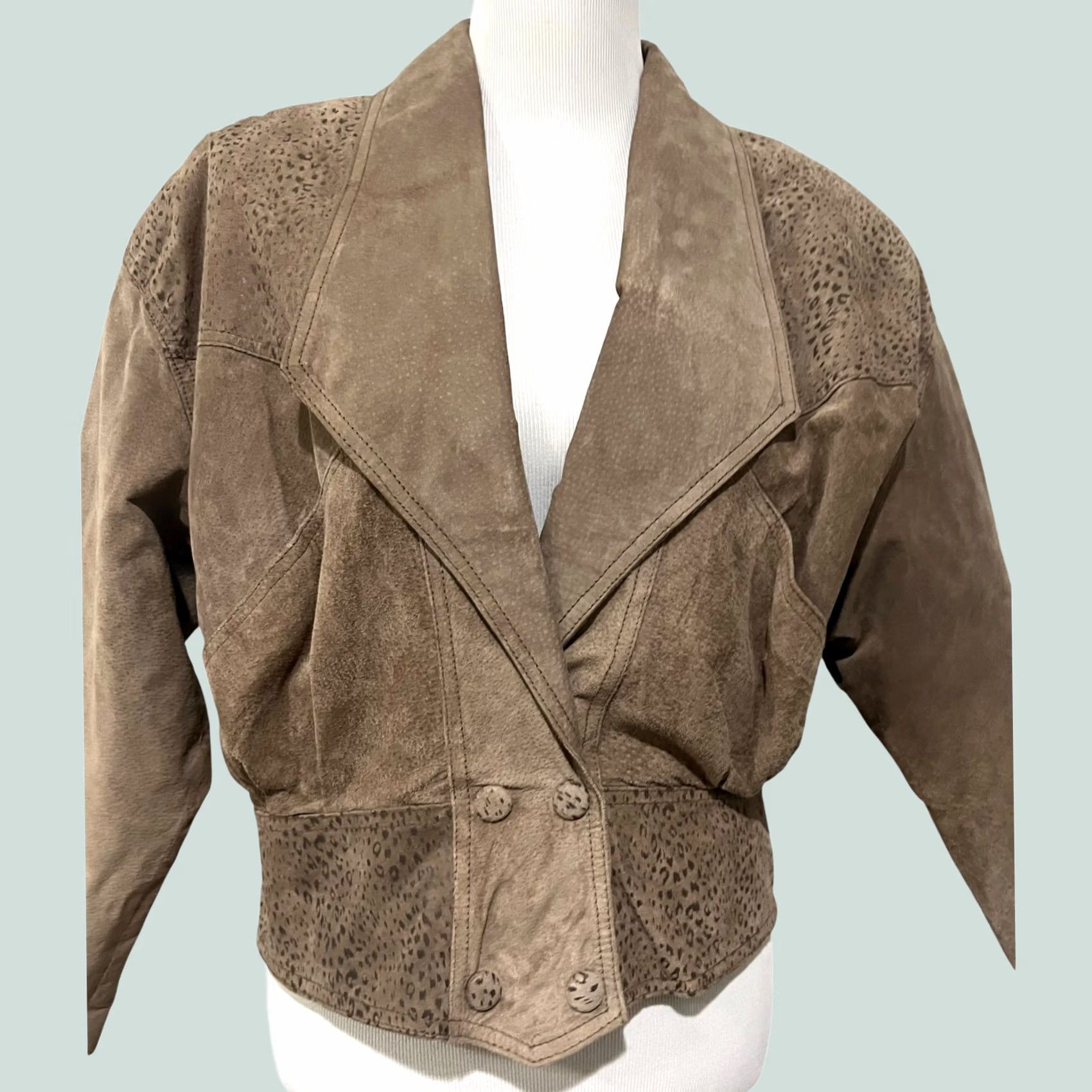 Vintage VINTAGE Chia Leather Suede Jacket Big Shoulder Corset Tan Women’s Sz L 80s 90s Recipe: Shirt Size L / US 10 / IT 46 - 1 Thumbnail