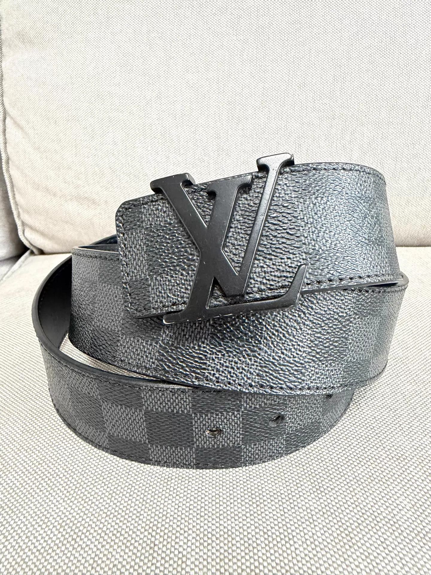Louis Vuitton LV Mens Damier Black Belt 105 Extra Hole Minor Buckle Faded Size 30 - 1 Thumbnail