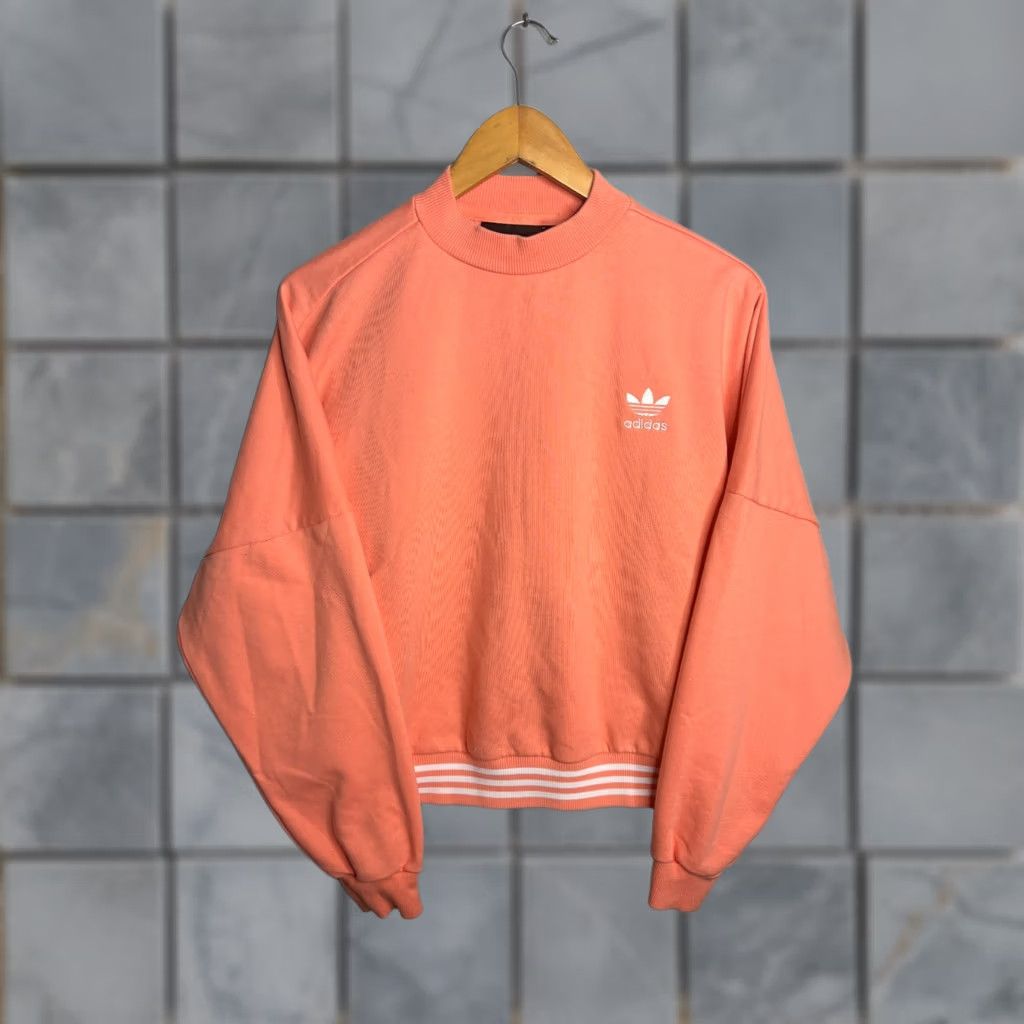 Adidas adidas Human Race Crew Neck Cropped Sweatshirt Women XL Red 100% Cotton Logo Activewear Racing Pullover Shirt Women's Sweatshirt Size XL / US 12-14 / IT 48-50 - 1 Thumbnail