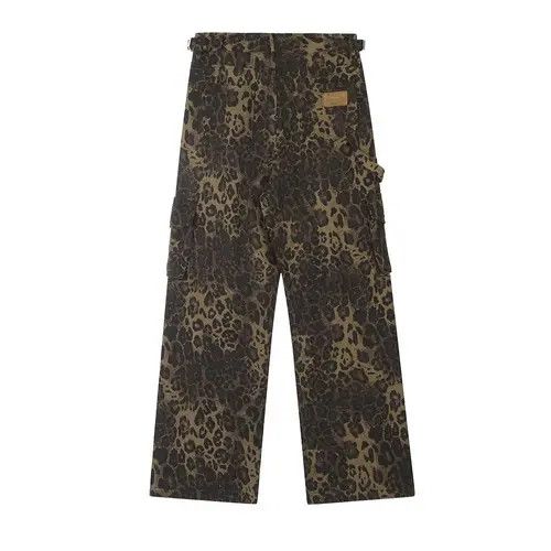 Japanese Brand Leopard casual straight trend punk loose wide-leg cargo jean Size US 32 / EU 48 - 2 Thumbnail