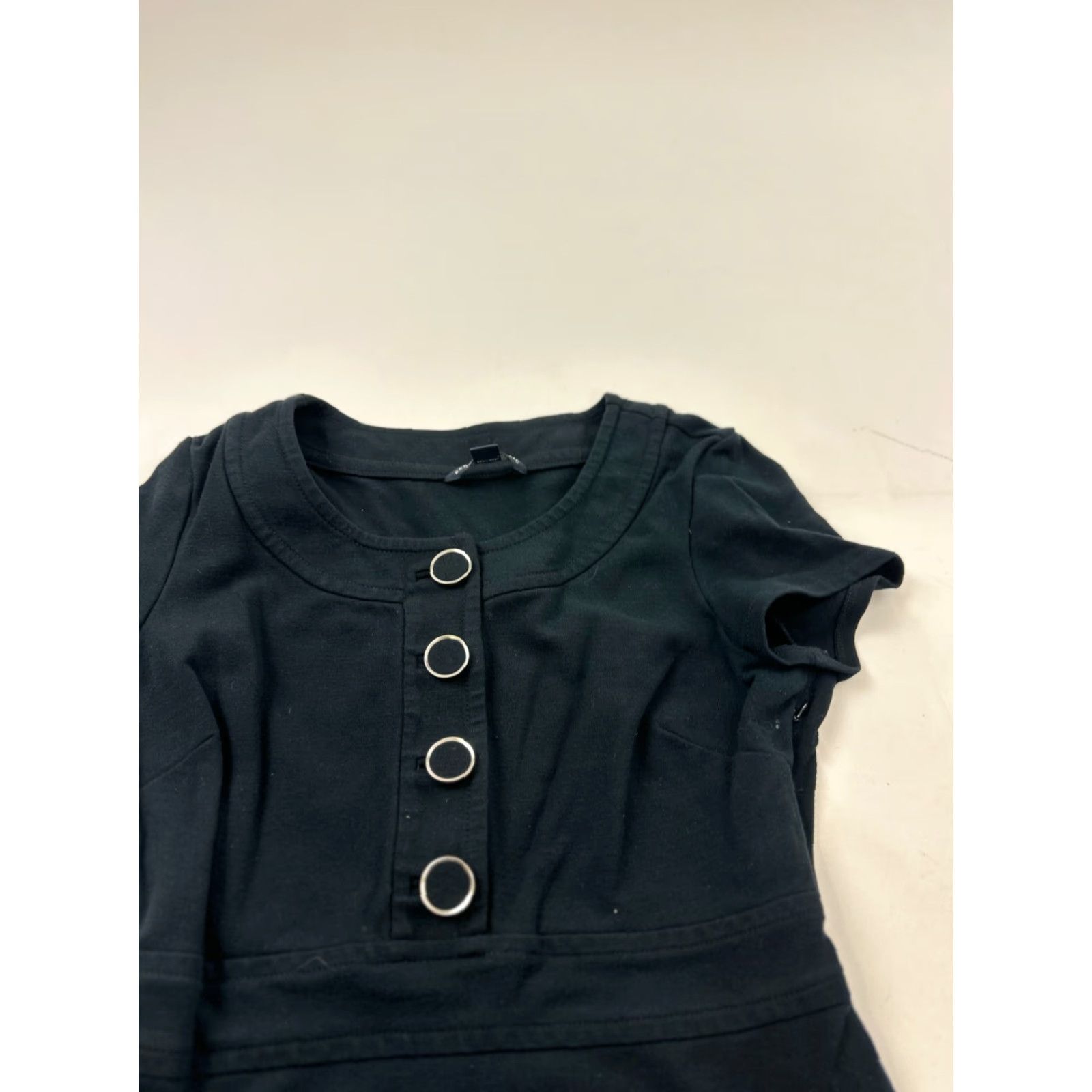 Banana Republic Banana Republic Dress Women Size 4 Black A-Line Knee Length Side Zip Pockets Button Front Cap Sleeve Round Neck Womens Size S / US 4 / IT 40 - 3 Thumbnail