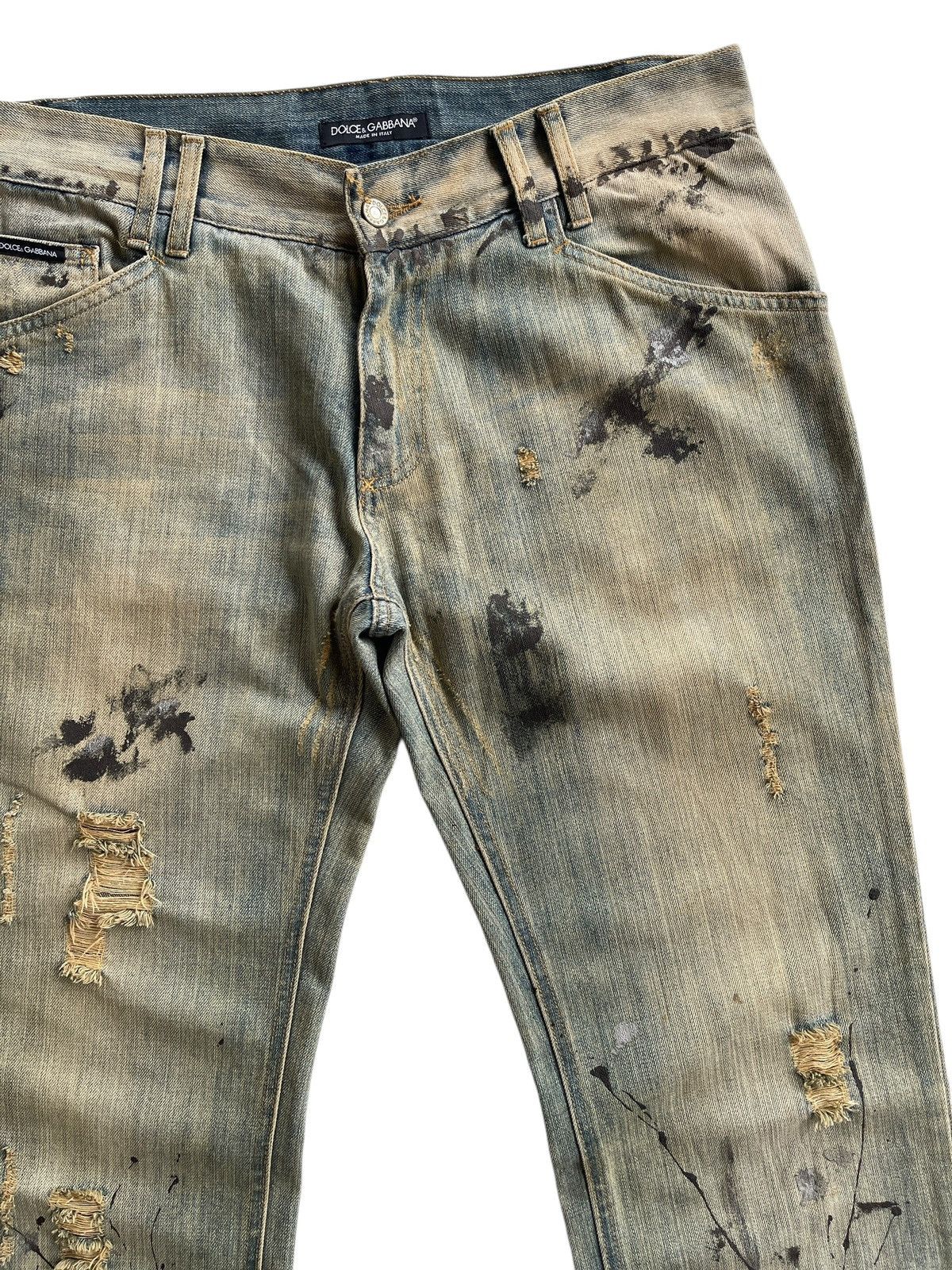 Dolce & Gabbana D&G Paint Splatted Distressed Pattern Denim Size US 35 - 5 Thumbnail