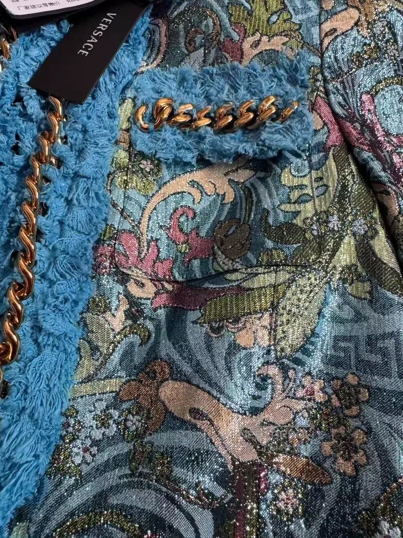 Versace Versace Blue printed chain jacket Size US M / EU 48-50 / 2 - 2 Thumbnail