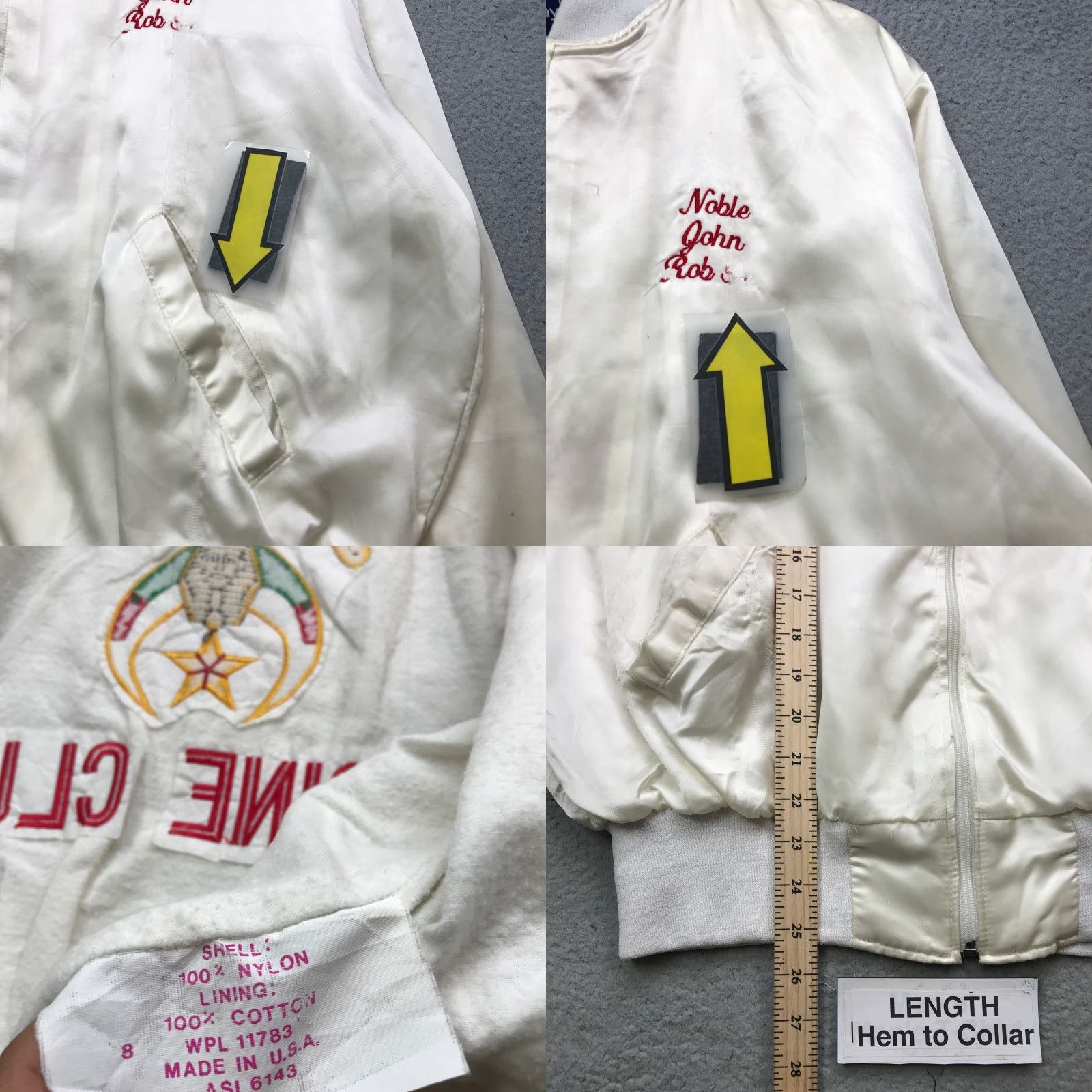 Holloway VINTAGE Holloway Jacket Bomber Mens L White Red 80s Shrine Club Full Zip Pockets Nylon Lined Short Sleeve Pattern Solid Size US L / EU 52-54 / 3 - 8 Thumbnail