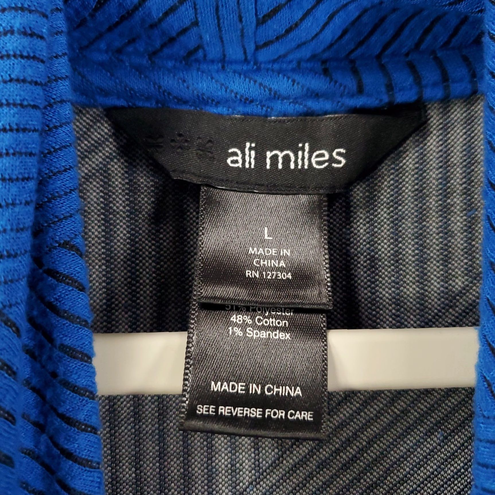 Vintage Ali Miles Sweater Womens Large Blue Striped Button Accent Cowl Neck Tunic Top Size L / US 10 / IT 46 - 5 Thumbnail