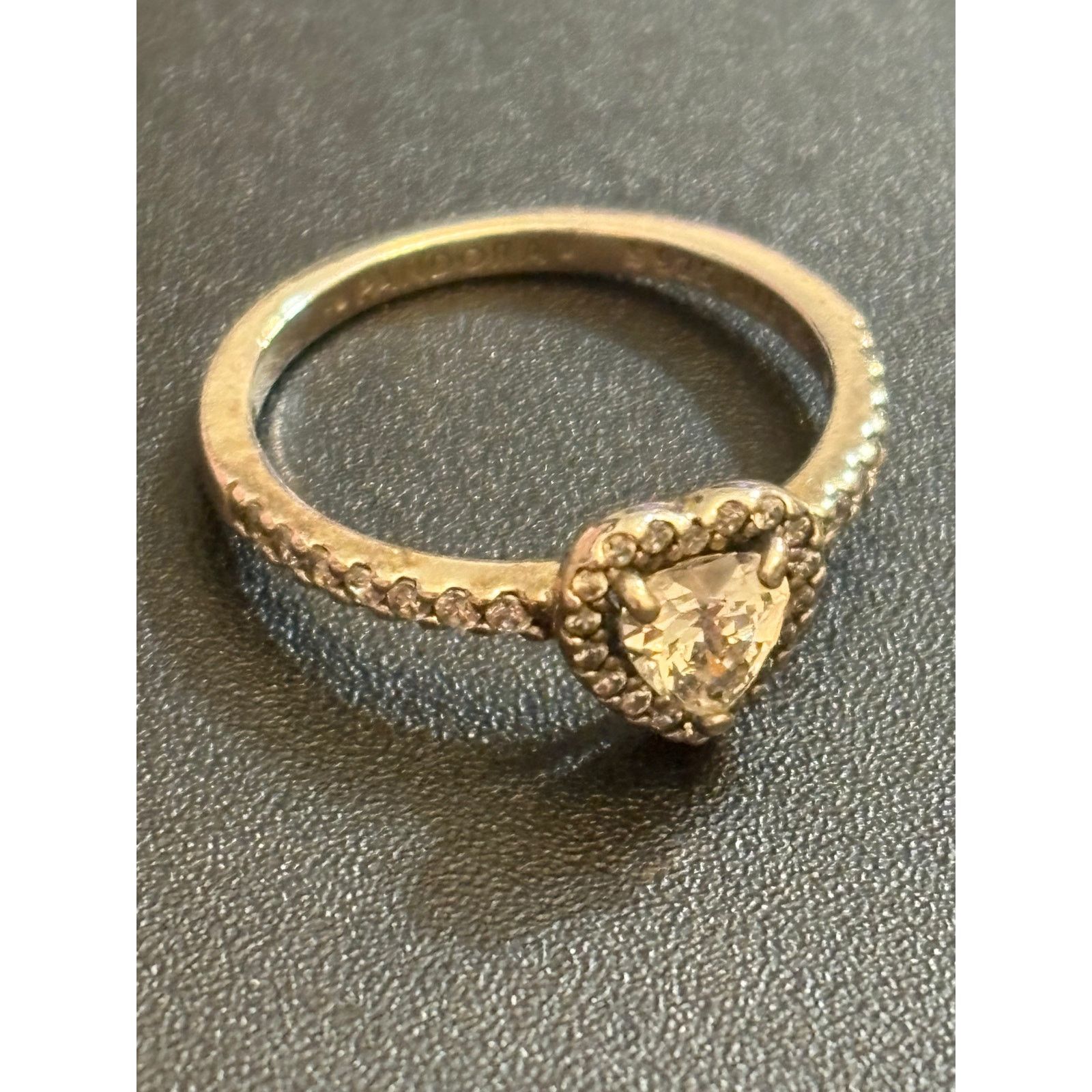 Pandora Heart Halo Ring Eu54 Sterling Silver Cz Size 7, Women's