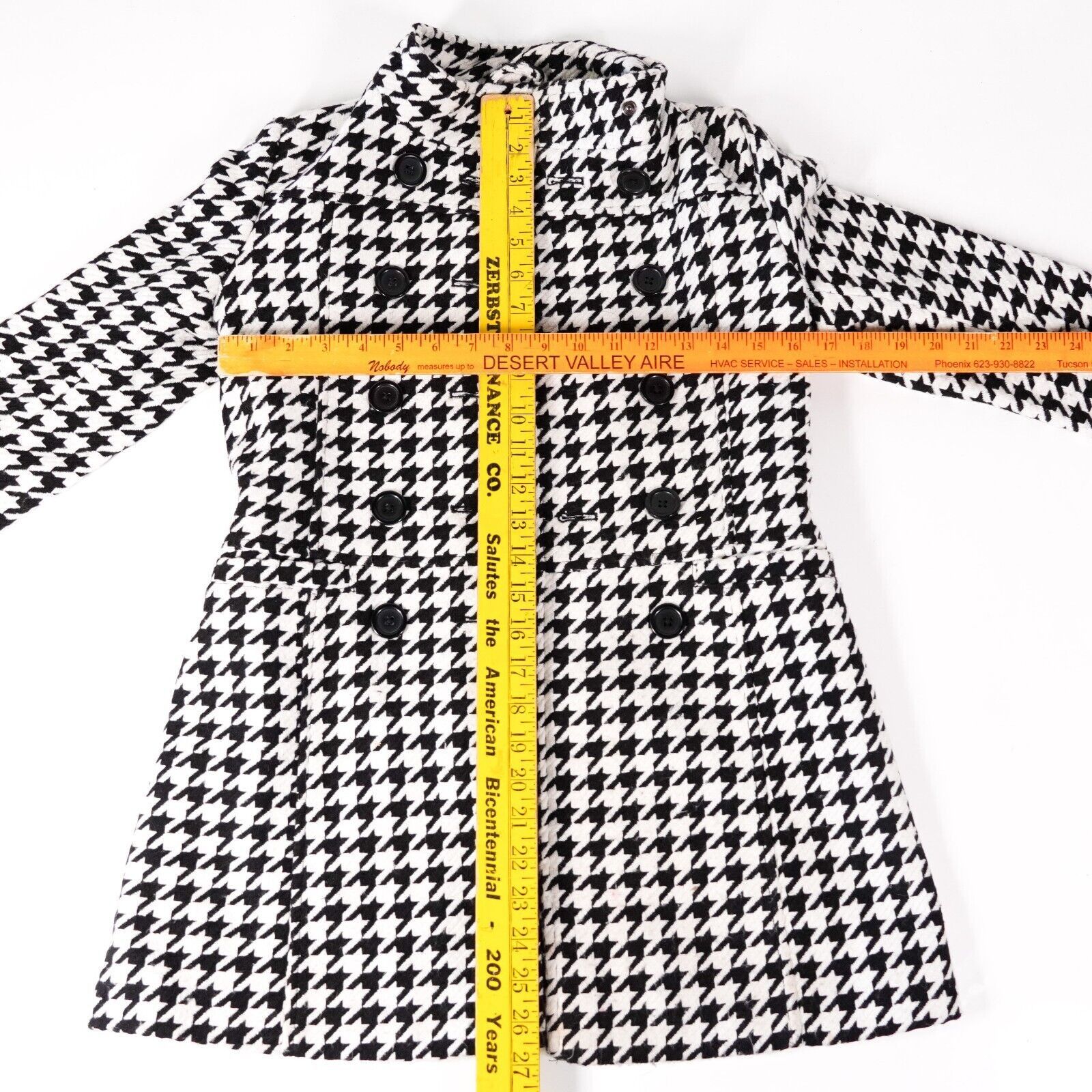 George George Houndstooth Winter Jacket Button Trench Pea Coat Med Size M / US 6-8 / IT 42-44 - 2 Thumbnail