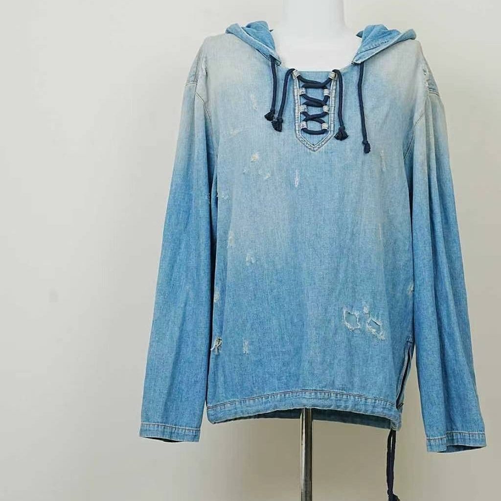 Saint Laurent Paris Saint Laurent Distressed Denim Hoodie Size M Size M / US 6-8 / IT 42-44 - 1 Thumbnail