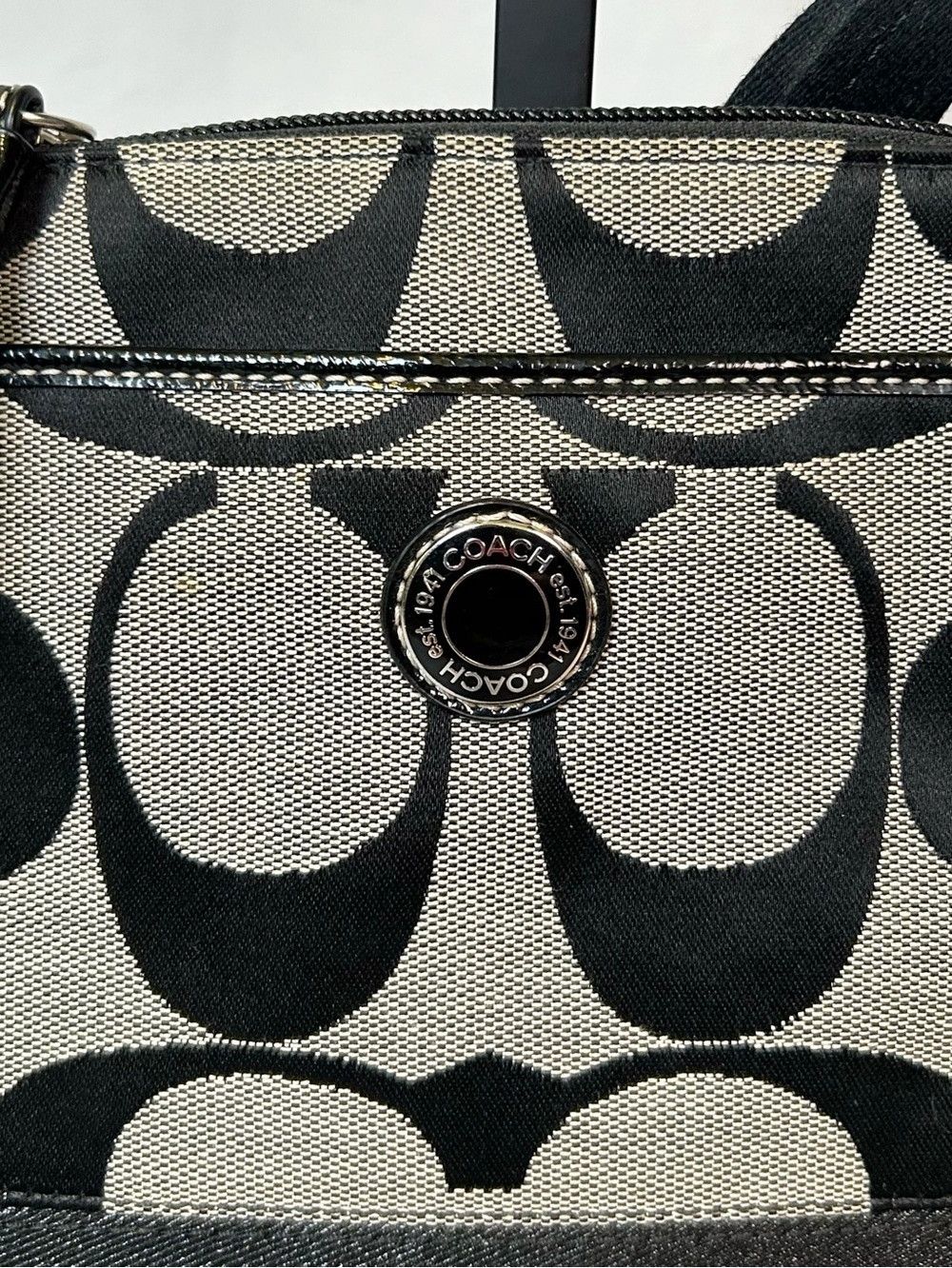 Coach Coach Black Grey Canvas Signature Stripe File Crossbody Bag Size ONE SIZE - 2 Thumbnail