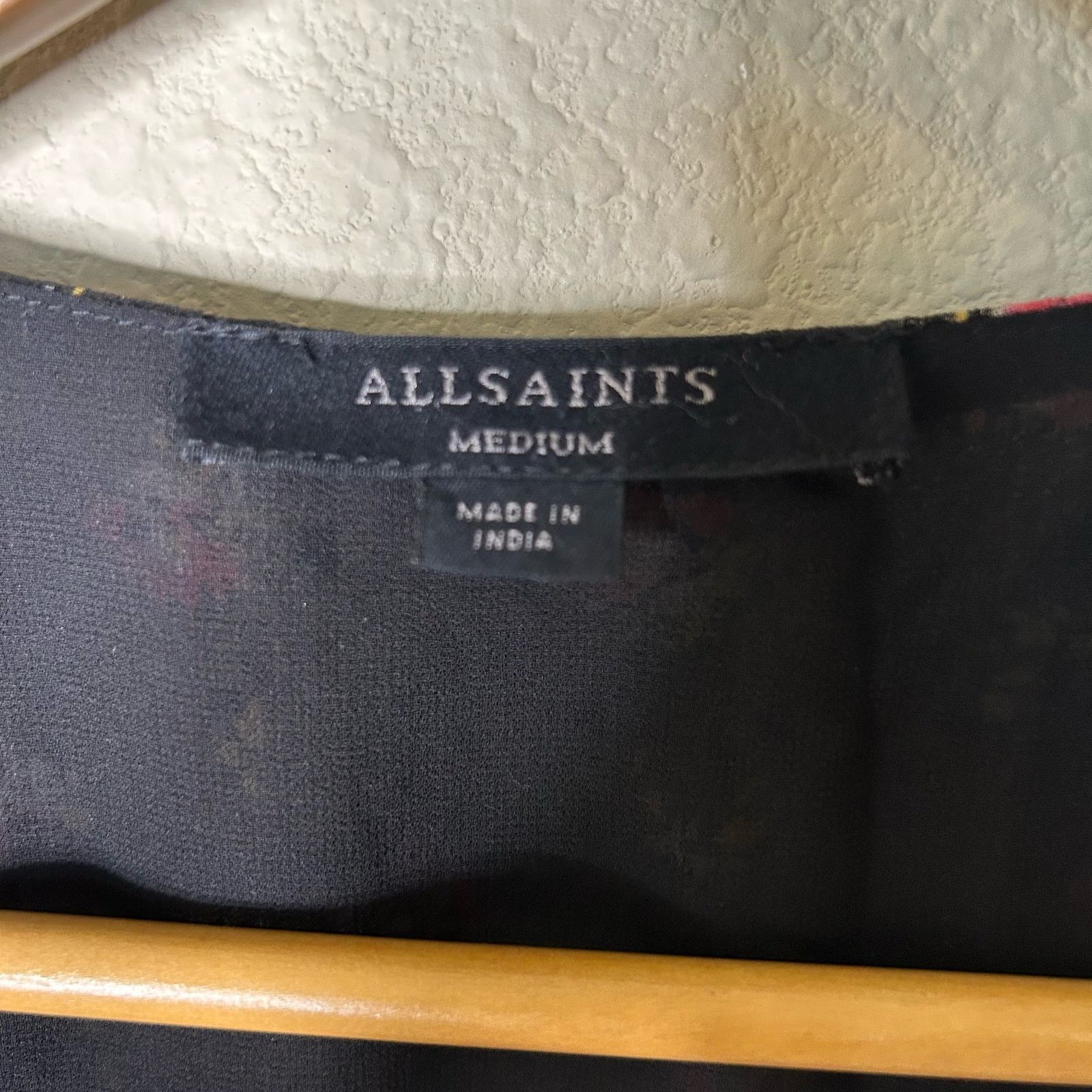 Allsaints All Saints Dress Mini Floral Wrap Black Ruffle Hem Size M Size M / US 6-8 / IT 42-44 - 4 Thumbnail