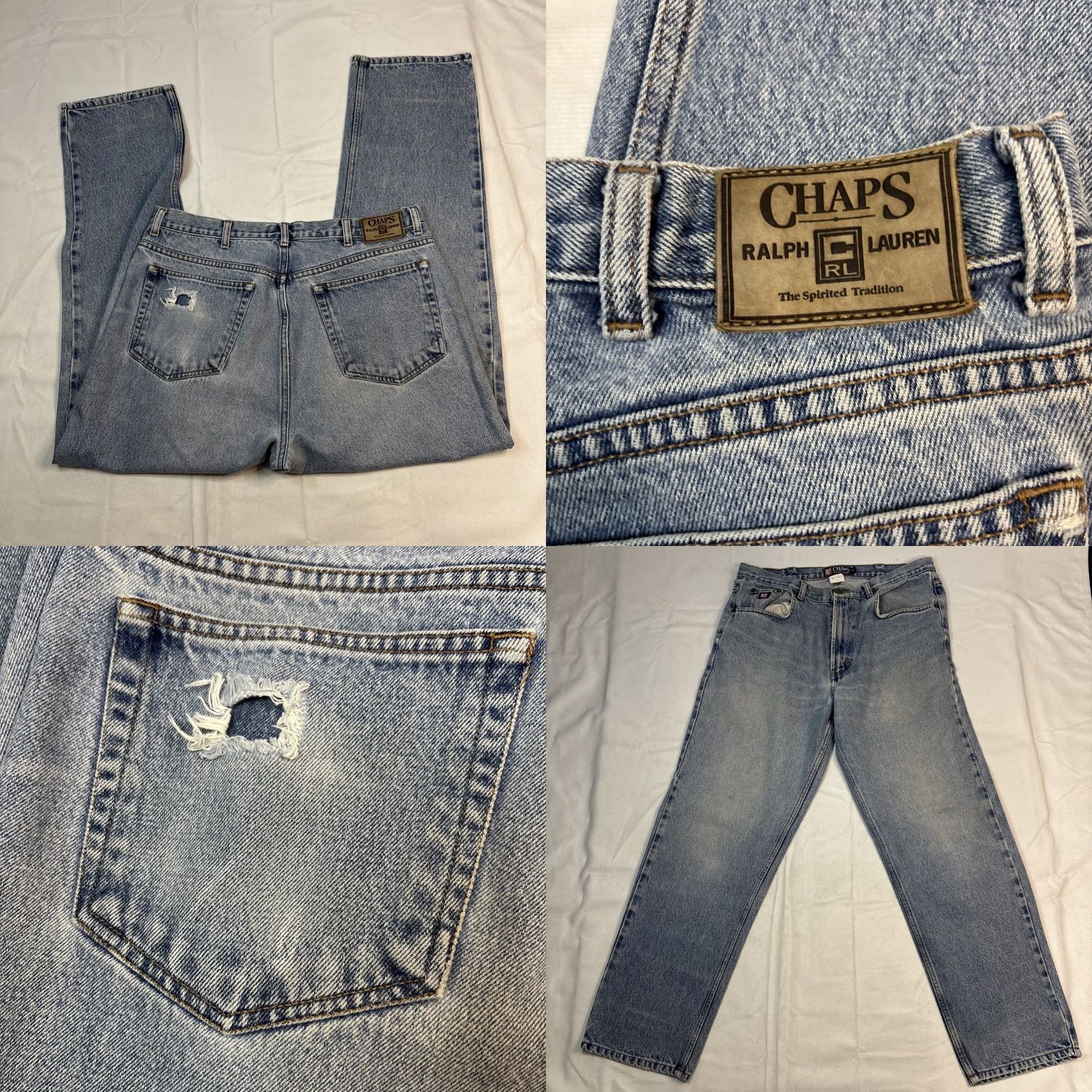 Chaps VINTAGE Chaps Ralph Lauren Jeans Men 36x30 Wide-Leg Distressed Blue Distressing Wide-Leg Jeans Men's 36 Inseam 30 Gender: Mens Size US 36 / EU 52 - 8 Thumbnail