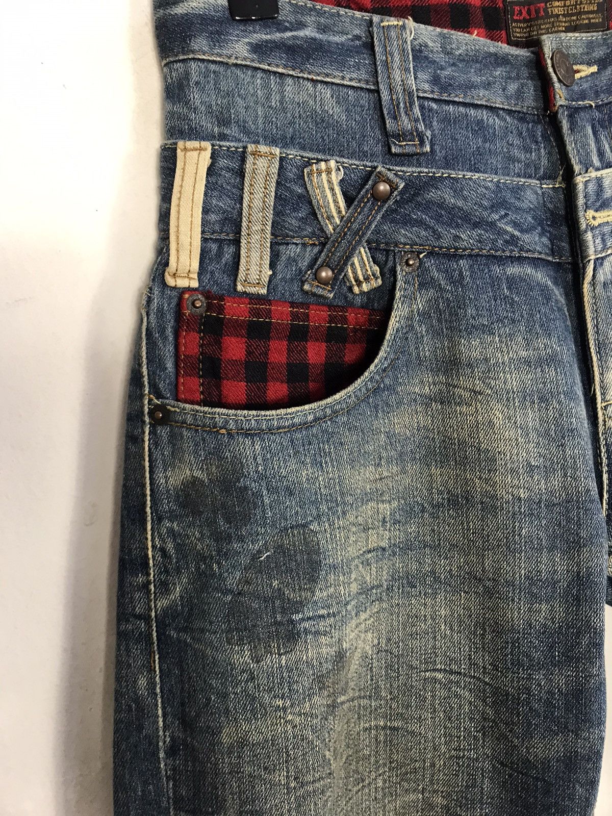Japanese Brand Exit Zipper Indigo Denim Jeans Pants Double Waist Style Size US 30 / EU 46 - 6 Thumbnail