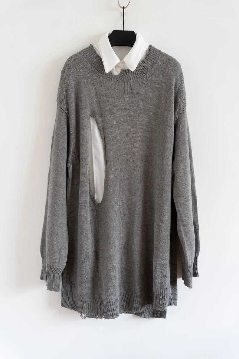 Yohji Yamamoto Yohji Yamamoto 21ss Destruction Cutout Knitted Sweater 2506 Size US L / EU 52-54 / 3 - 1 Thumbnail