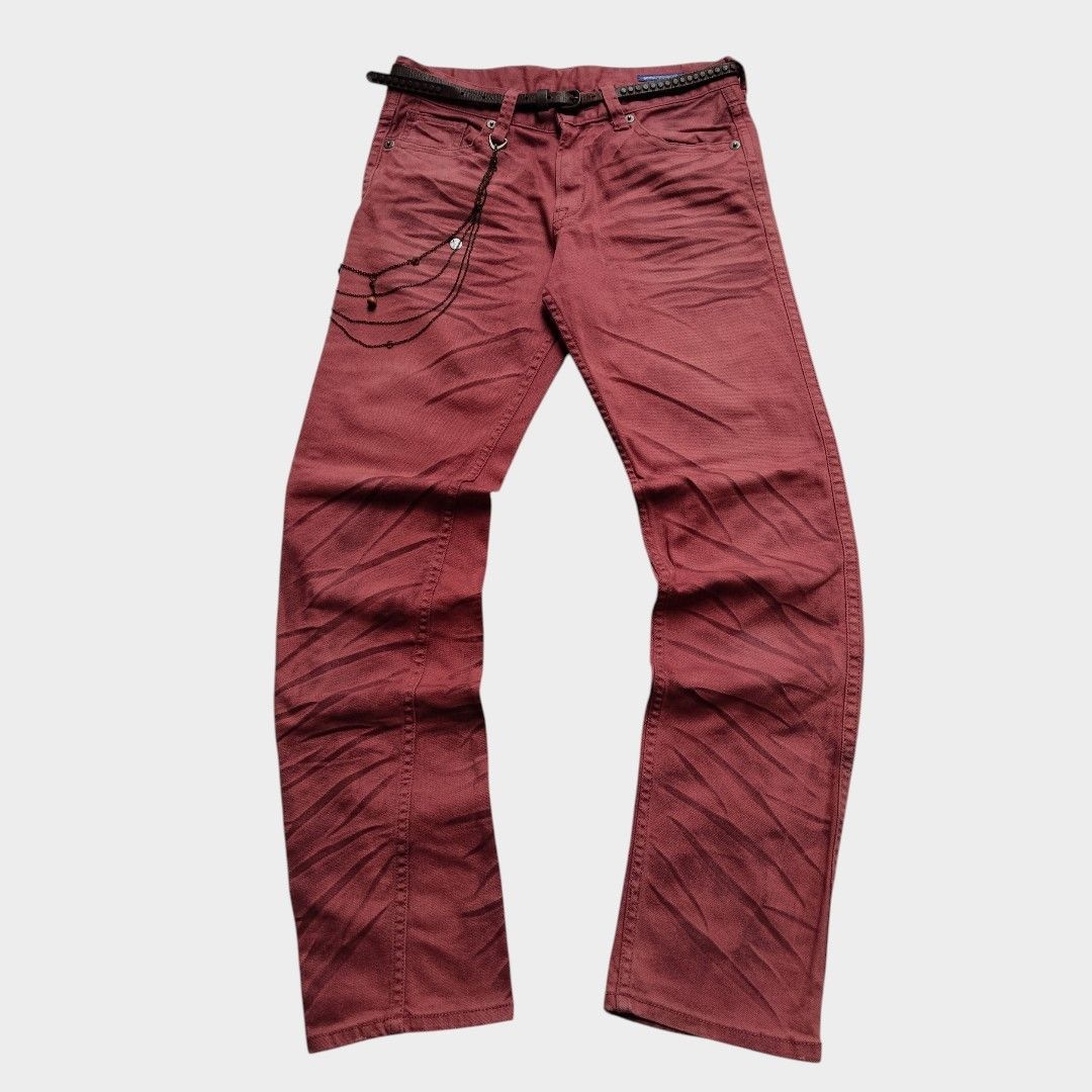 Tornado Mart Semantic design maroon bloody whisker effect jean Size US 31 - 1 Thumbnail