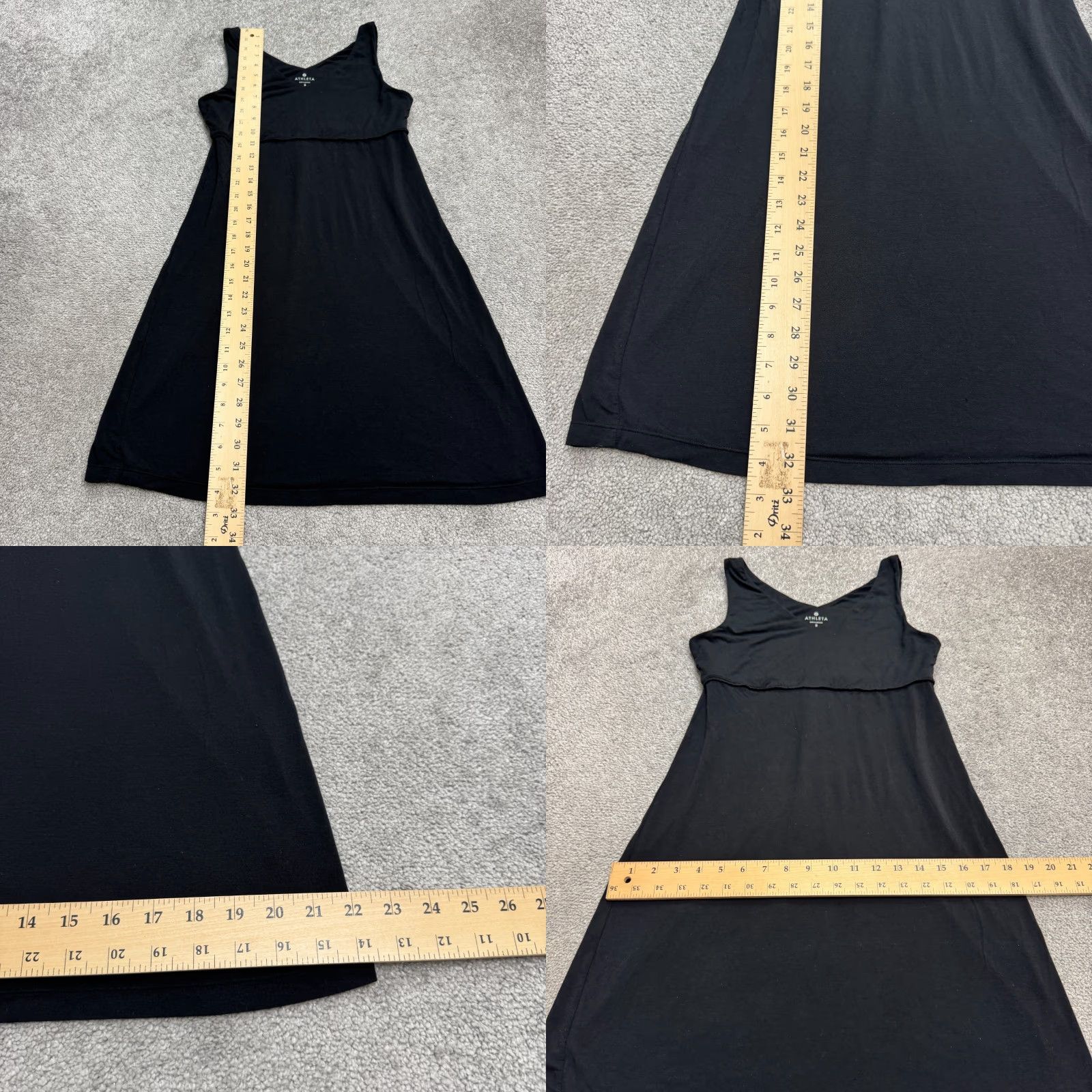 Athleta Athleta Sleeveless A-Line Tank Dress Womens Small Black V-Neck Modal Stretch Dress Size S / US 4 / IT 40 - 8 Thumbnail