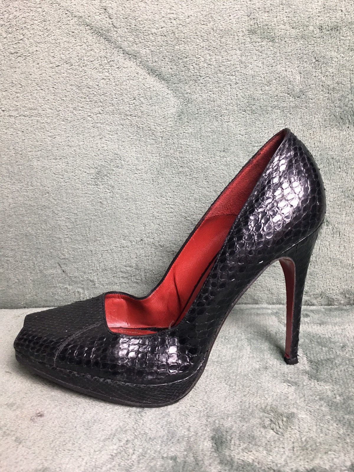 Paciotti Cesare Paciotti Black Snakeskin Leather Peep Toe Pumps EU 41 Size US 11 / IT 41 - 10 Thumbnail