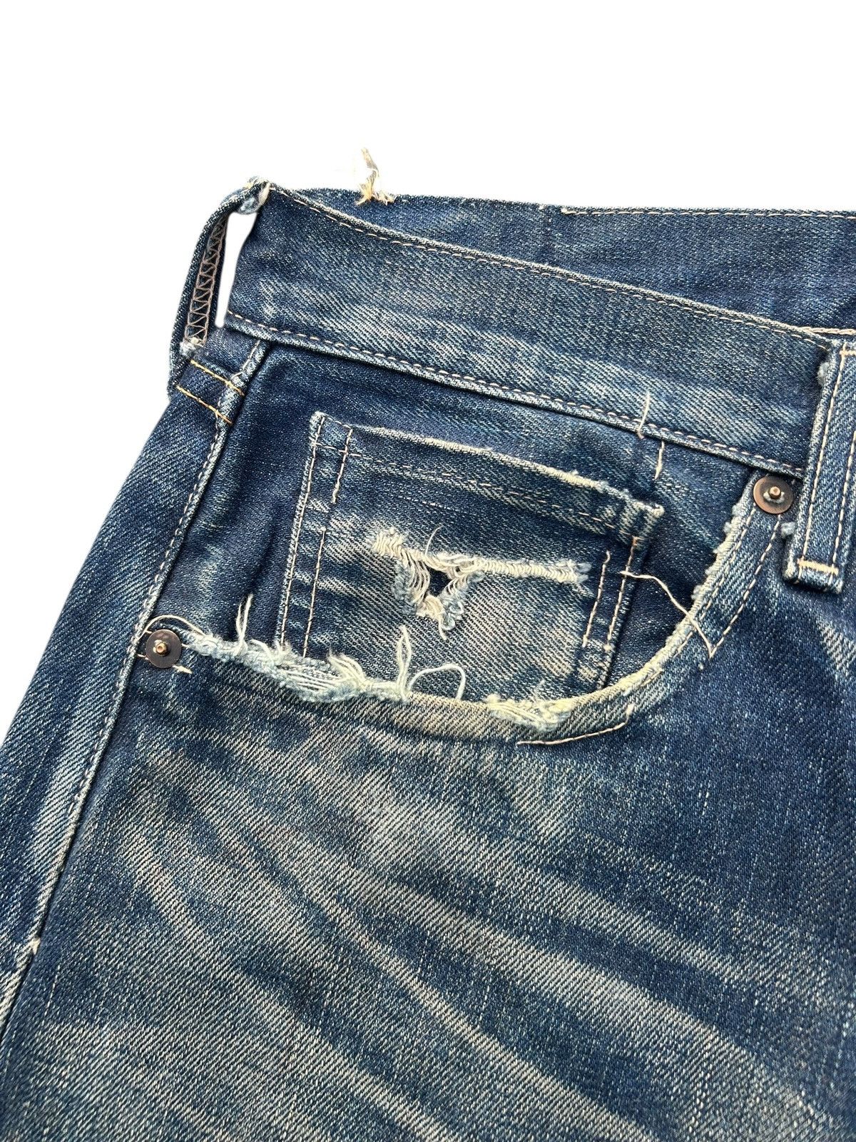 Kapital Thrashed Vintage Levis Big E Selvedge Distressed Denim jeans Size US 32 / EU 48 - 6 Thumbnail