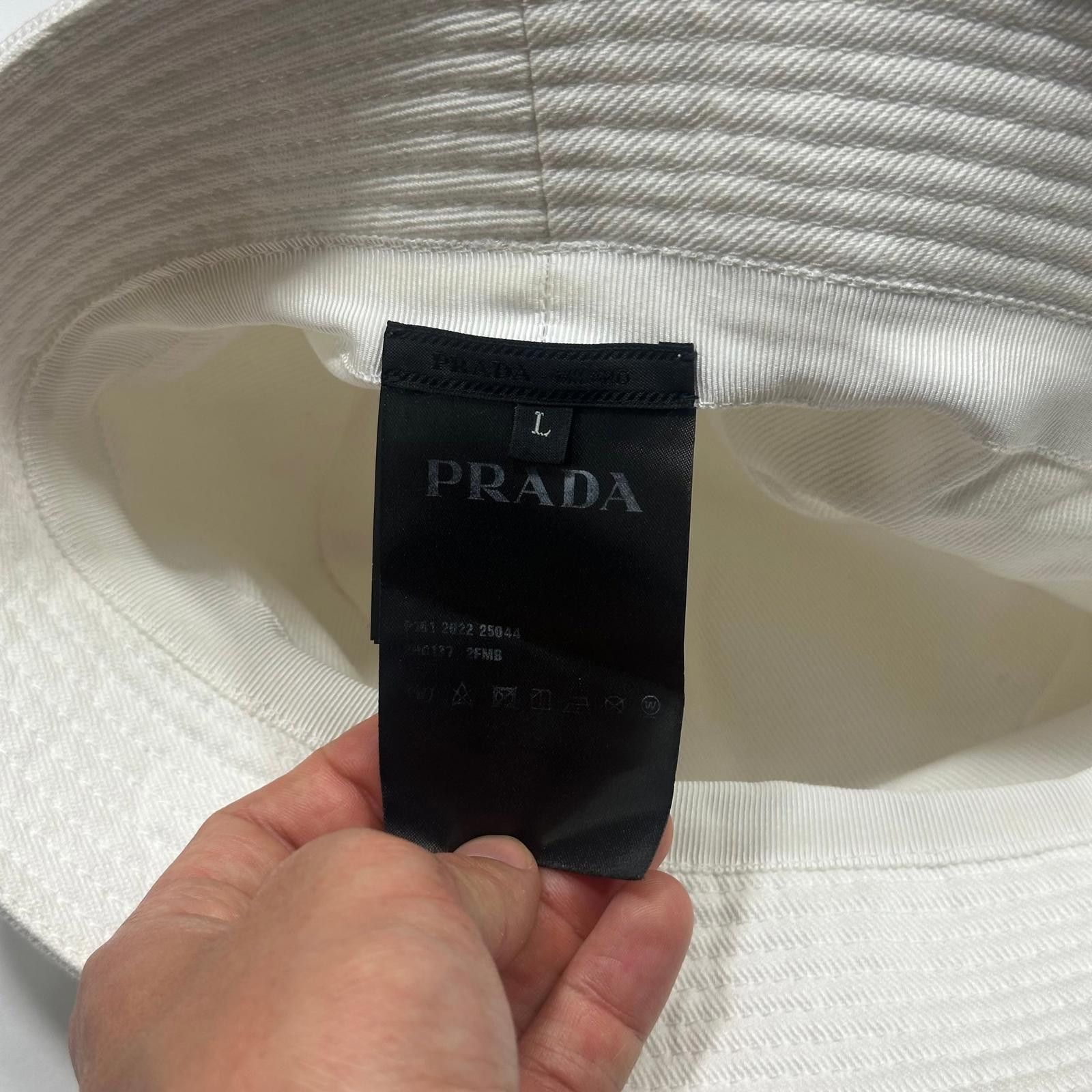 Prada Prada 2022 Embroidered Cotton Triangle Logo Bucket Hat - L Size ONE SIZE - 6 Thumbnail