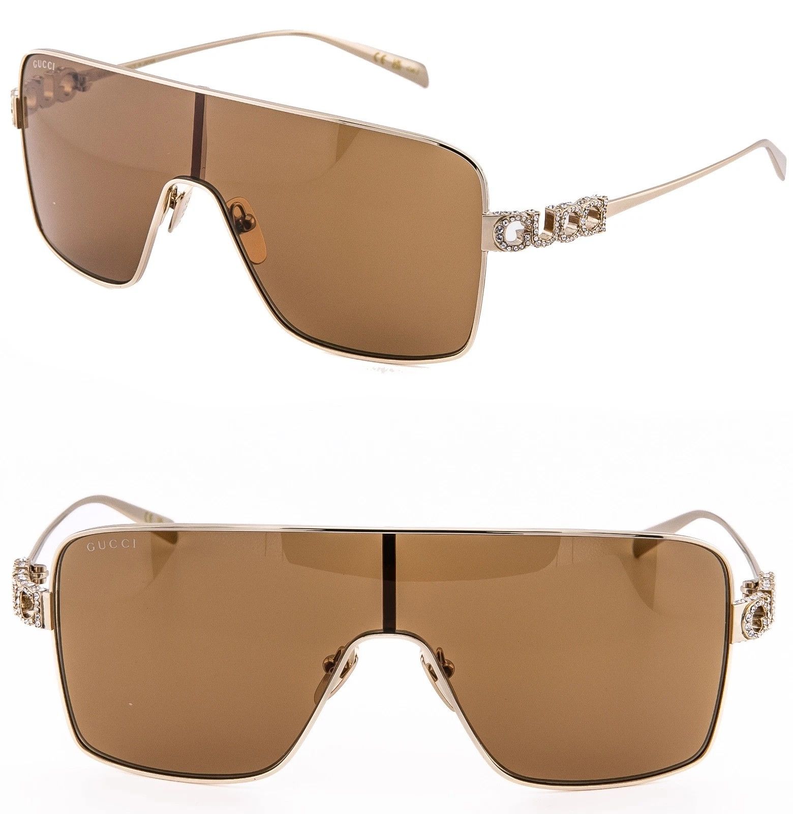 Gucci GUCCI 1936 Gg1936S Gold Brown Crystal Logo Unisex Metal 003 Size ONE SIZE - 1 Thumbnail