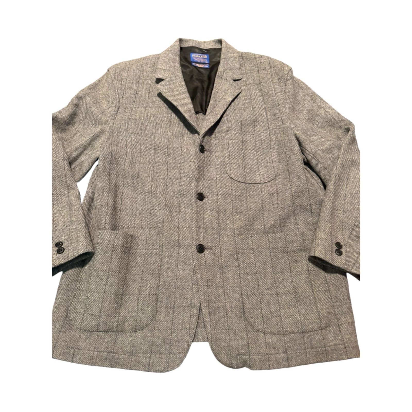 Pendleton VINTAGE Pendleton Heritage Limited Edition Men’s Chore Blazer Gray Plaid Wool XL Size 46R - 2 Thumbnail