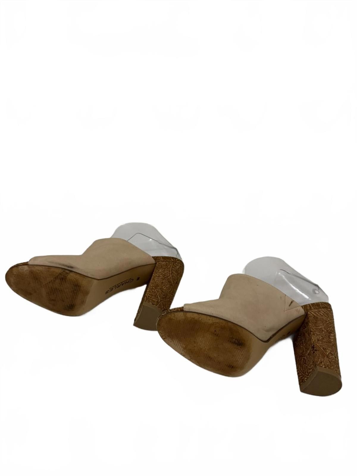 Other Charles by Charles David Beige Suede Peep Toe Mules Size US 8 / IT 38 - 5 Thumbnail