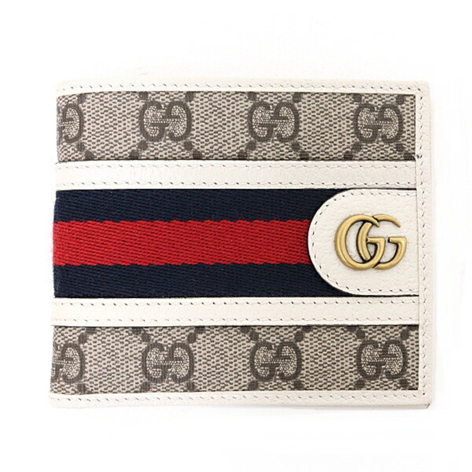 image of Gucci Ophidia GG Wallet Bi-Fold Supreme Canvas 597606 Beige White, Women's