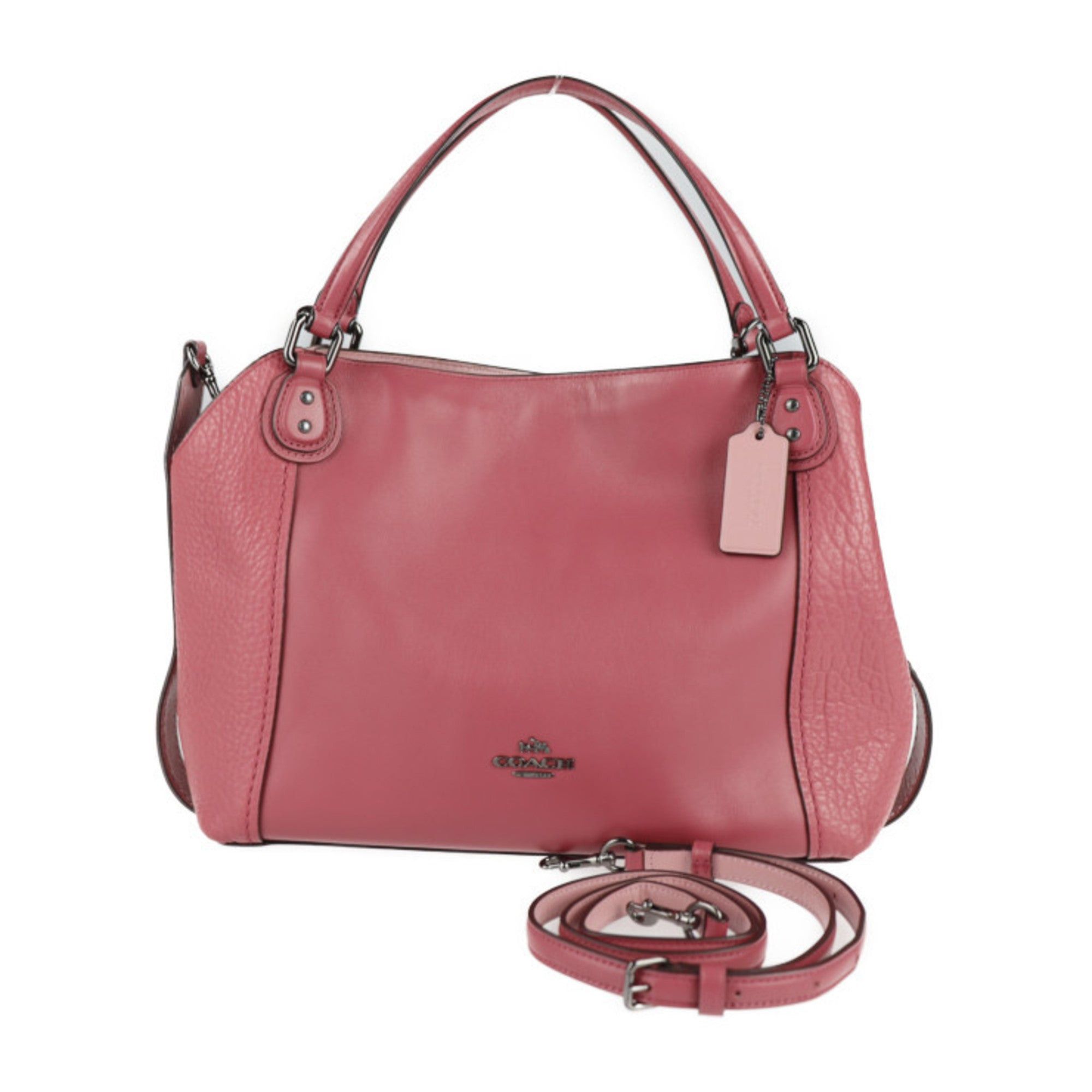 image of Coach Edie Edie 28 Handbag 57645 Mixed Leather Pink System 2Way Shoulder Bag in Black, Women's