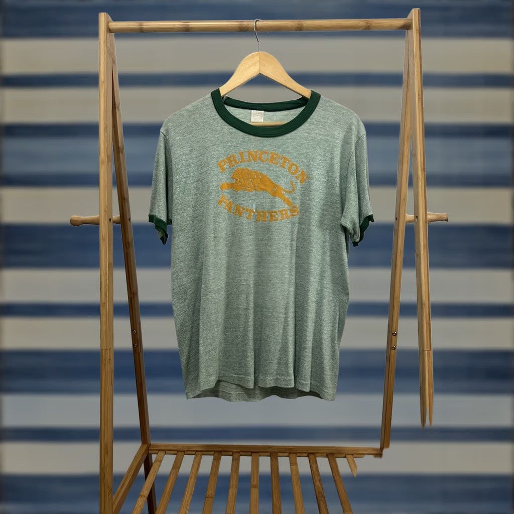 Vintage VTG 70s Princeton Panthers T-Shirt Mens XL Green Ringer Nike? (Note: Original title did not specify Nike; cannot assume brand) Size US XL / EU 56 / 4 - 1 Thumbnail