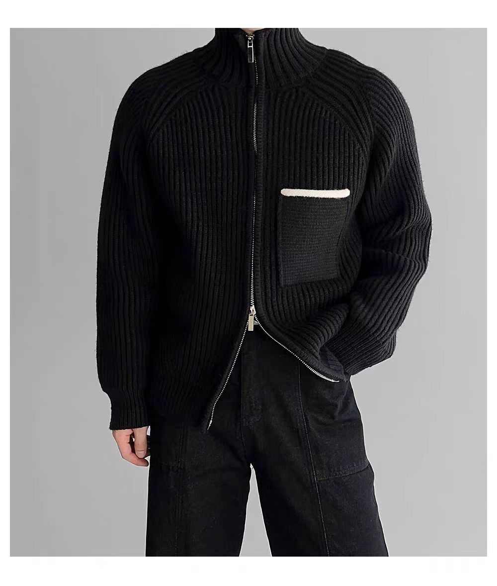 Japanese Brand Vintage Black Double Zipper Knit Stand-Up XL Jacket Coat Size US XL / EU 56 / 4 - 5 Thumbnail