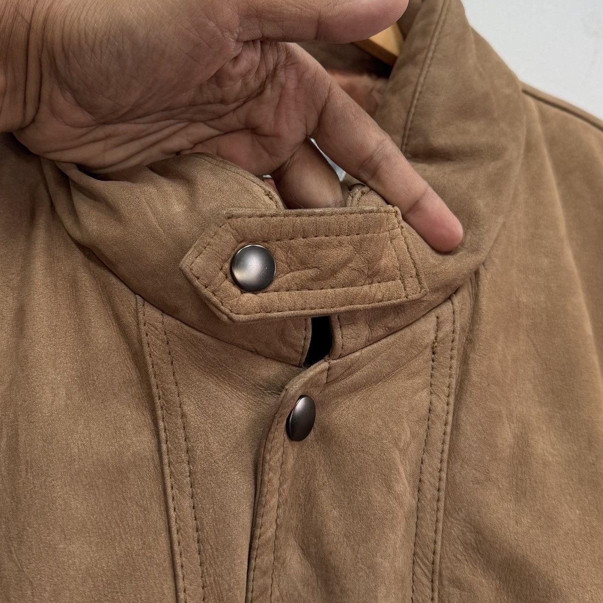 Vintage VTG Brown Leather Jacket Minimal Coat Italian Style Cowhide Size US M / EU 48-50 / 2 - 3 Thumbnail