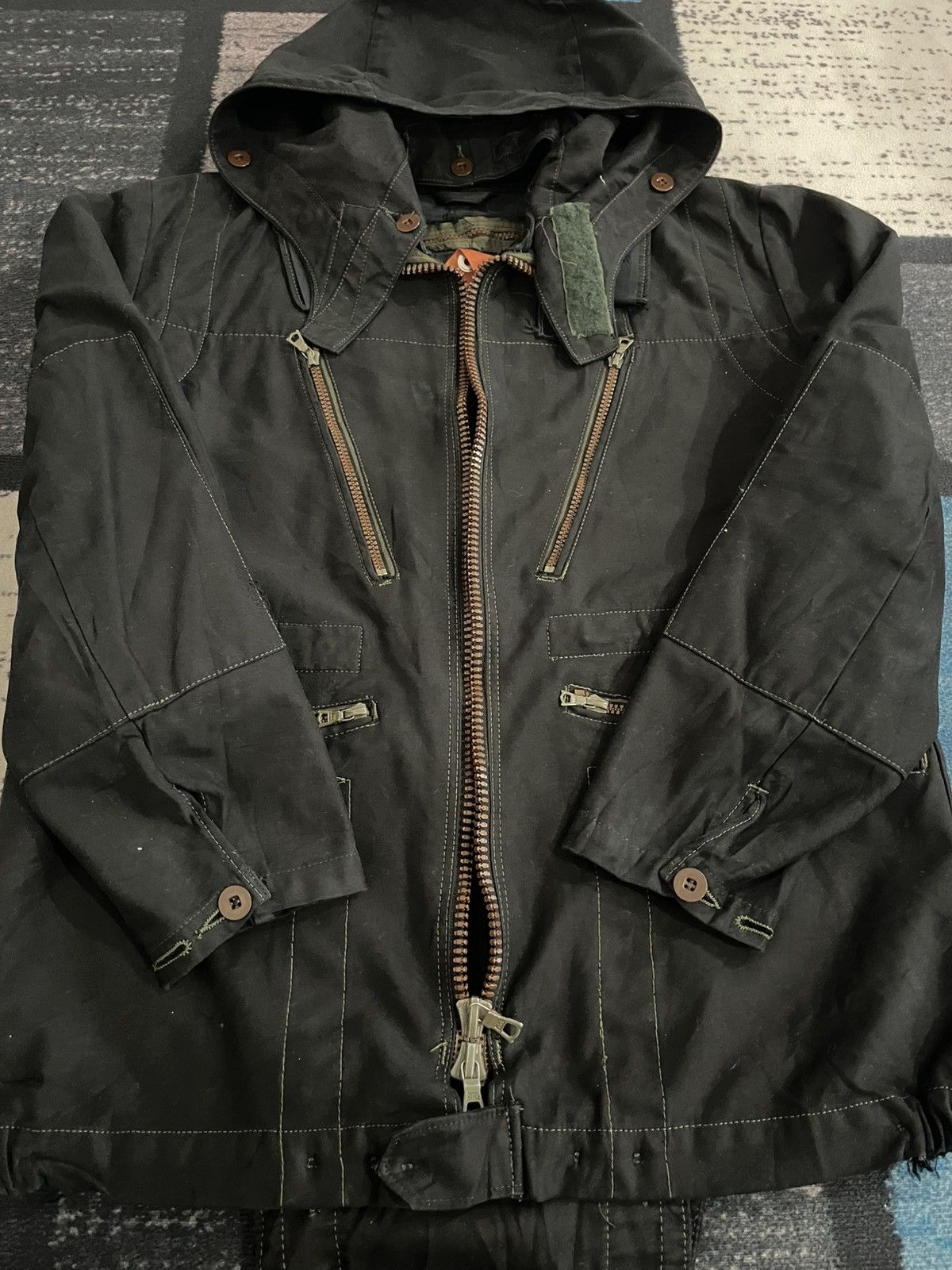 Vintage Vintage C46 70s Swedish Military Hoodie Jacket Size US L / EU 52-54 / 3 - 15 Thumbnail