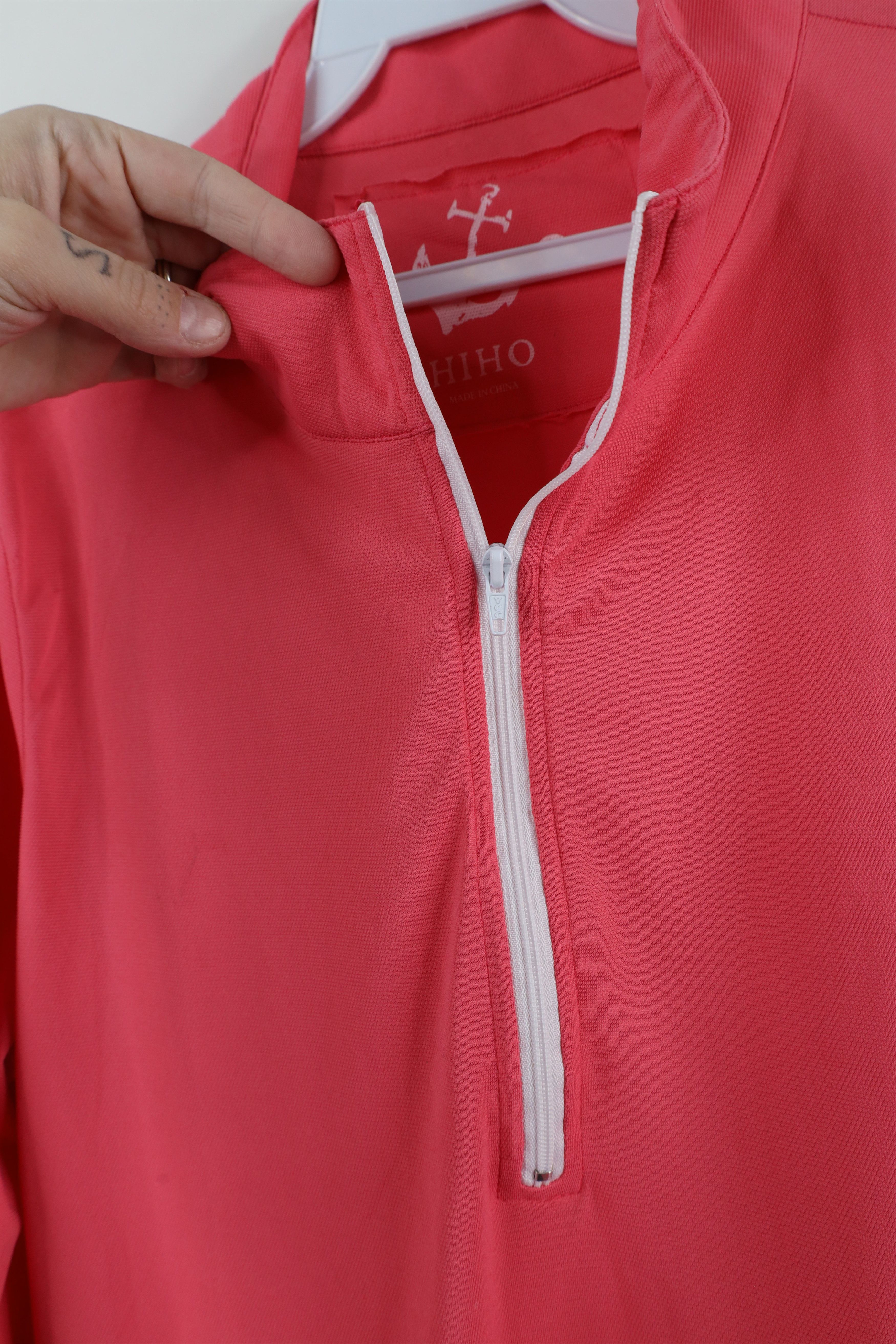 Vintage HiHo Beachwear Stretch Half Zip Pullover Top Jacket Pink Size L / US 10 / IT 46 - 4 Thumbnail