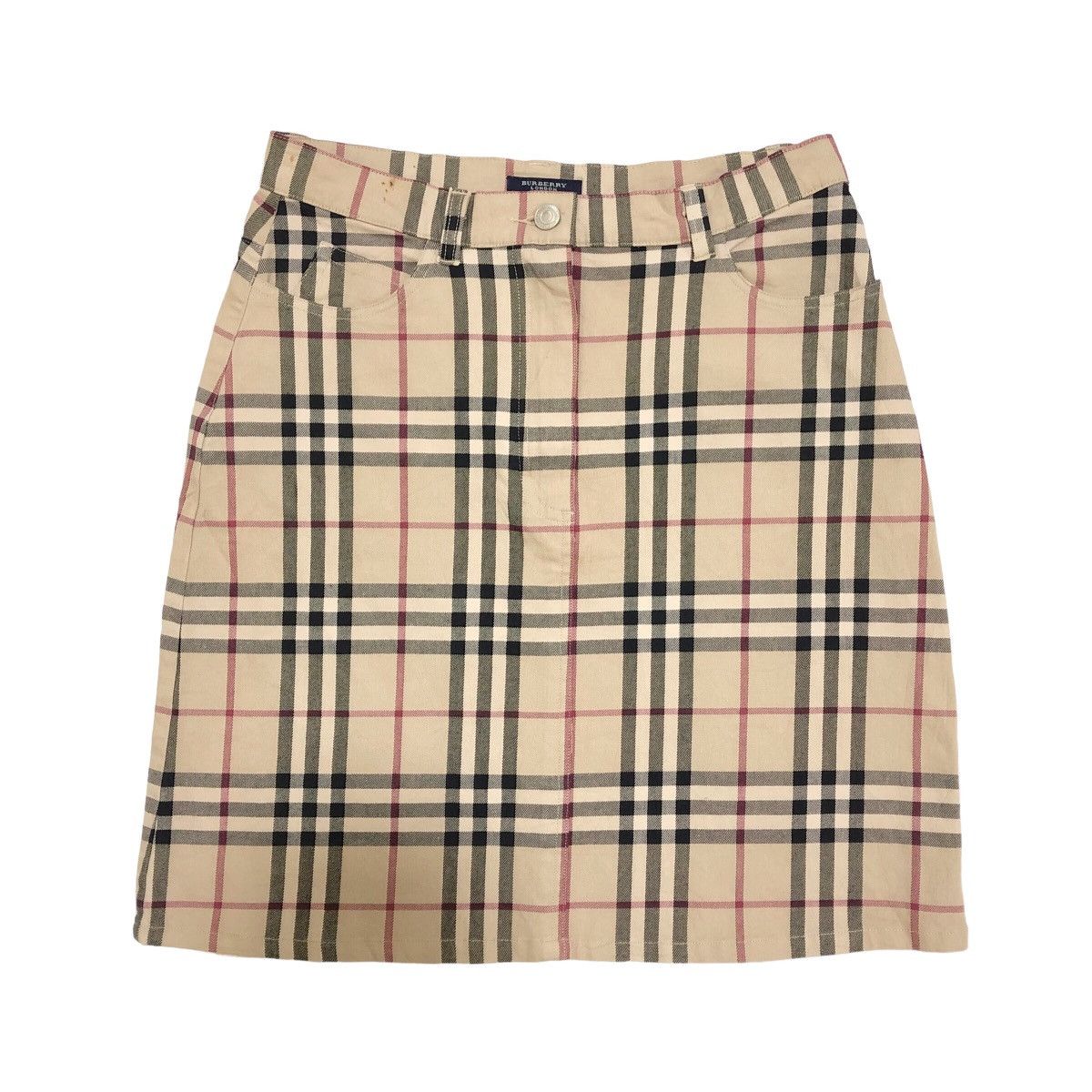 image of Burberry Nova Check Mini Skirt in Brown, Women's (Size 28)