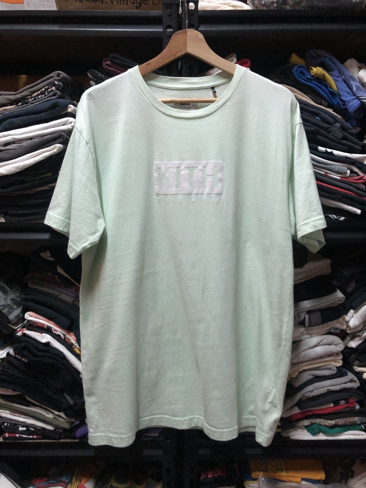 image of Kith Treats Box Logo Tshirt in Apple Green, Men's (Size Large)