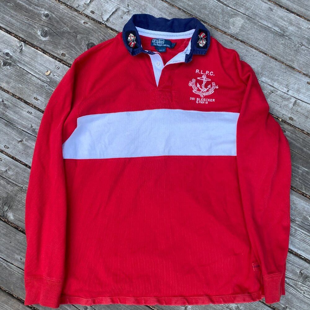 Polo Ralph Lauren Polo Ralph Lauren Marine Supply Co Rugby Shirt Large Red St Size US L / EU 52-54 / 3 - 2 Thumbnail