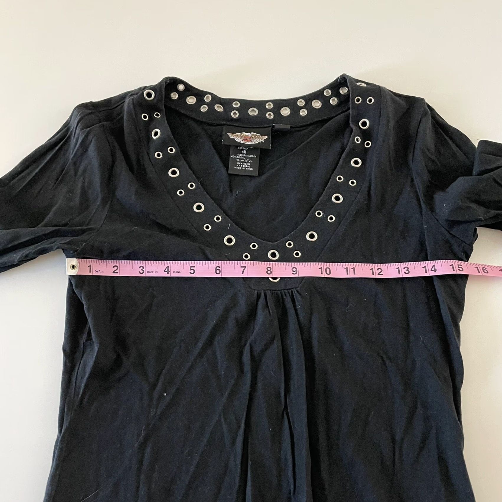 Harley Davidson Harley-Davidson Motorcycle 3/4 Sleeve Eyehole V Neck T Shirt Women's Small Black Size S / US 4 / IT 40 - 4 Thumbnail