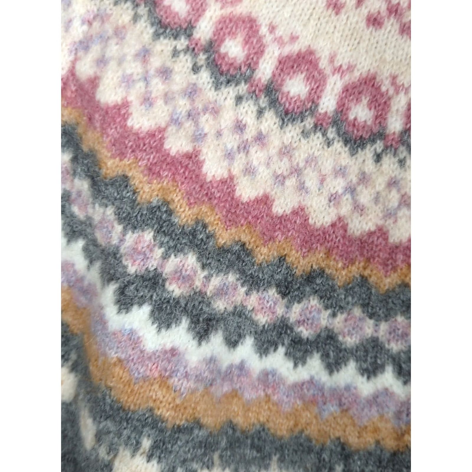 YOKE Cupcake Clothing Ltd. Women's Fair Isle Wool Blend Sweater XL Gray Balloon Sleeve Crew Neck Pullover Winter Casual NWT Size XL / US 12-14 / IT 48-50 - 3 Thumbnail