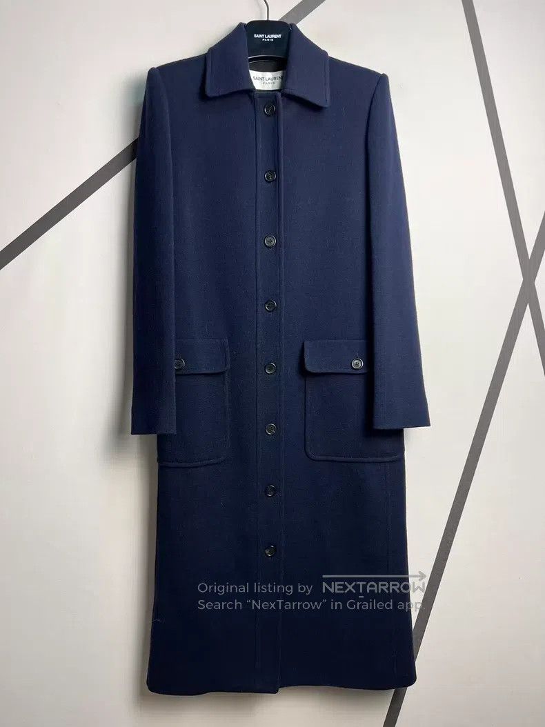 Saint Laurent Paris Saint Laurent Paris Navy Blue Extra-Long Single-Breasted B Size XS / US 0-2 / IT 36-38 - 2 Thumbnail